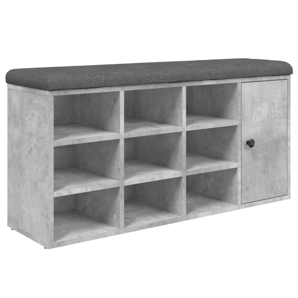 vidaXL zapatero madera de ingeniería gris hormigón 102x32x50 cm