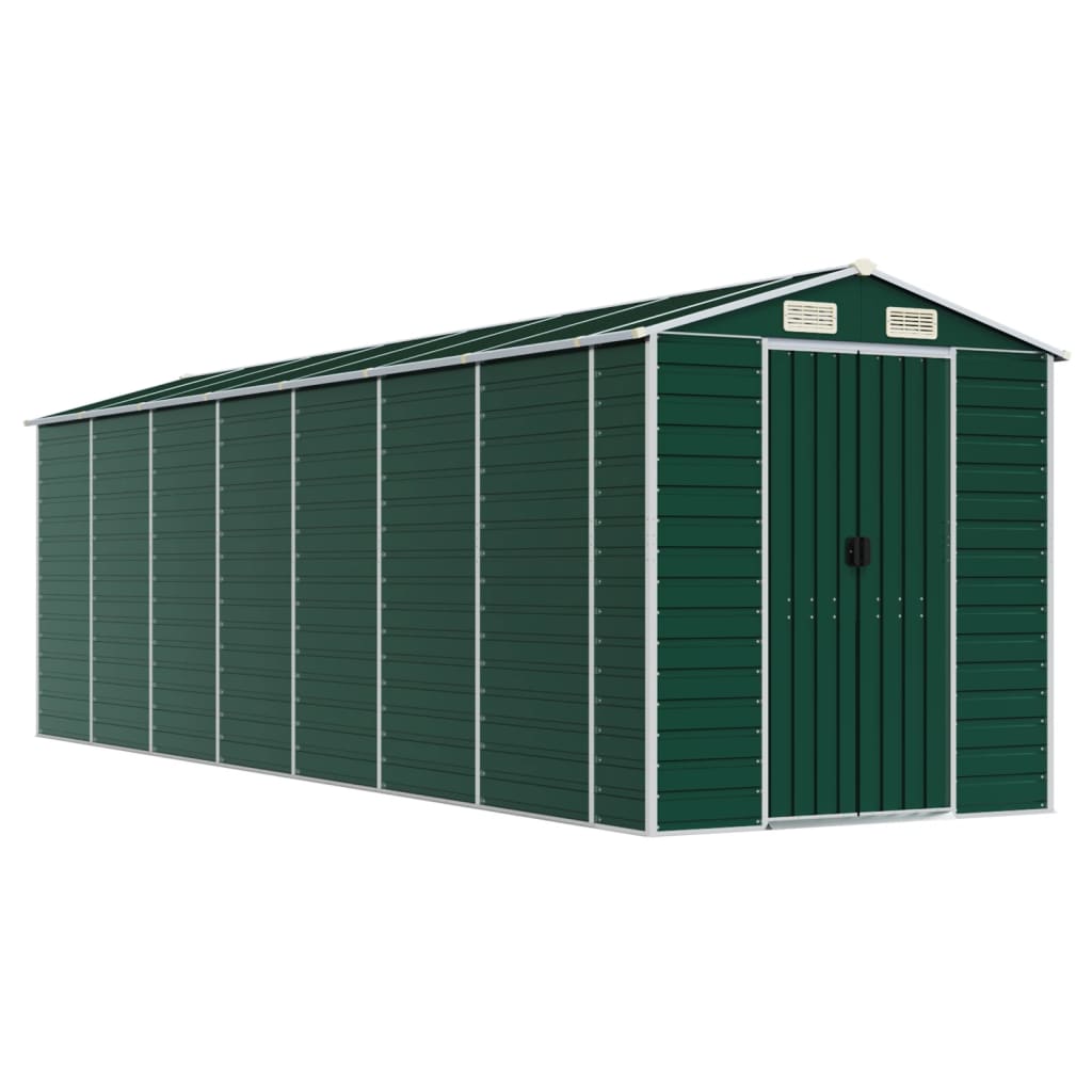vidaXL cobertizo de jardín acero galvanizado verde 191x640x198 cm