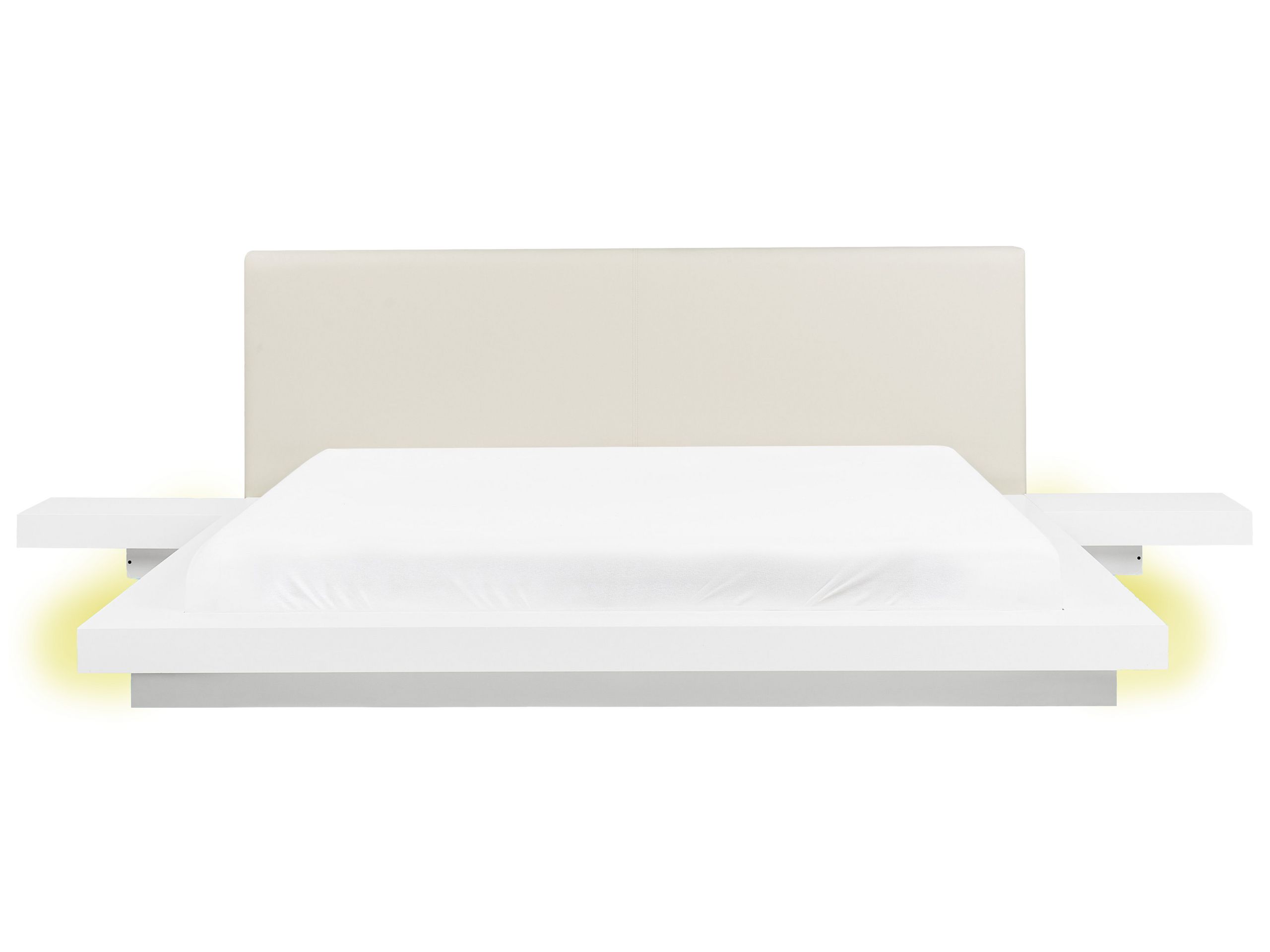 Cama LED piel sintética zen 180 x 200 cm blanco