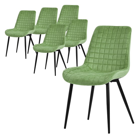 Juego 6x sillas de comedor sillón tapizado salvia diseño