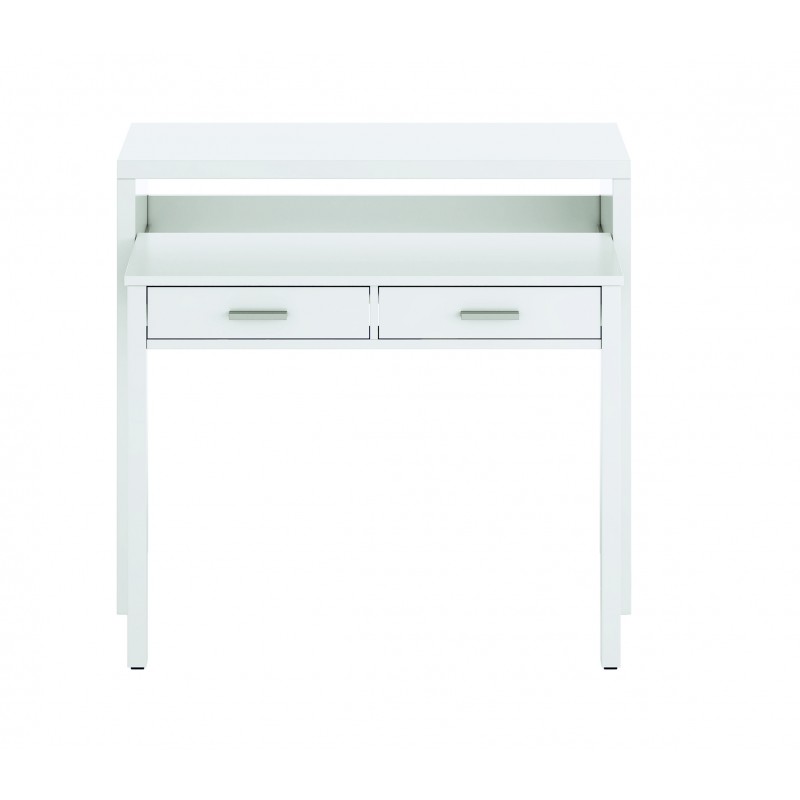 Mesa de escritorio extensible con 2 cajones 98,5 cm bureau blanco artik