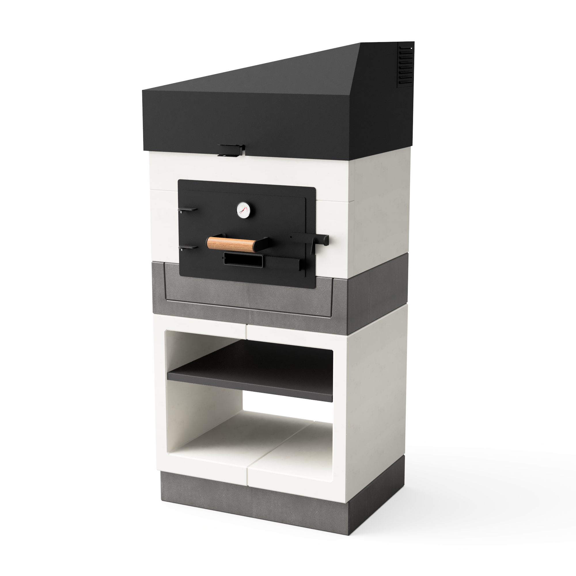 Horno de leña exterior de obra kitaway otte blanco, gris - 84x63x184cm