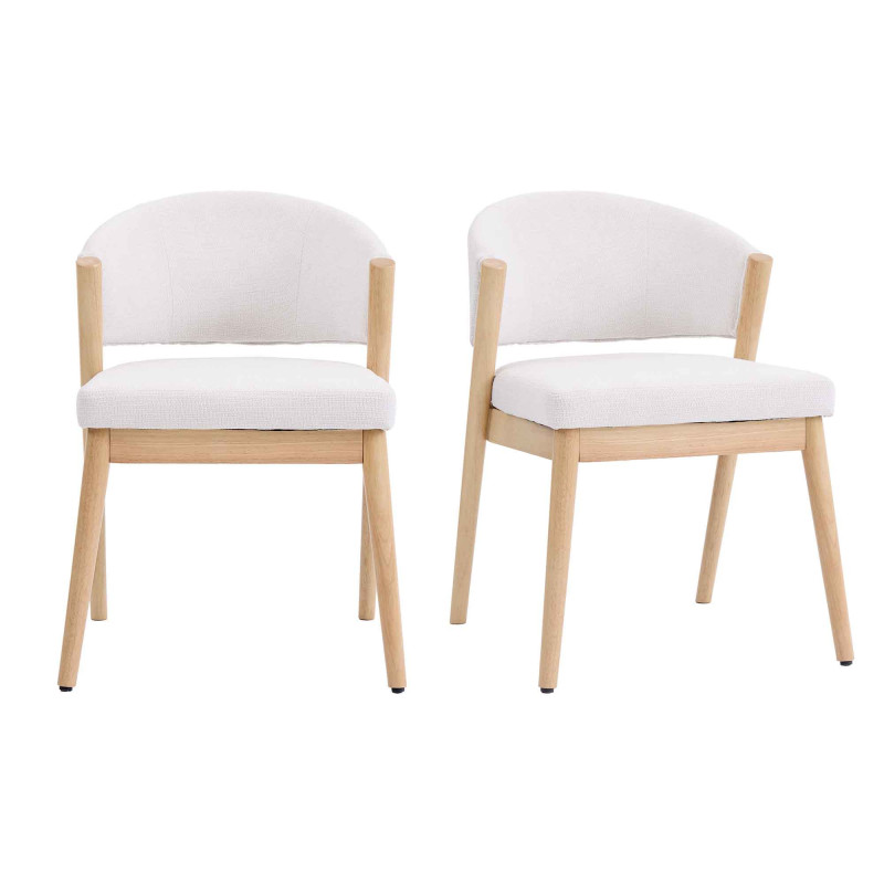 Alba-silla de madera natural y tela trendy ecru (x2)