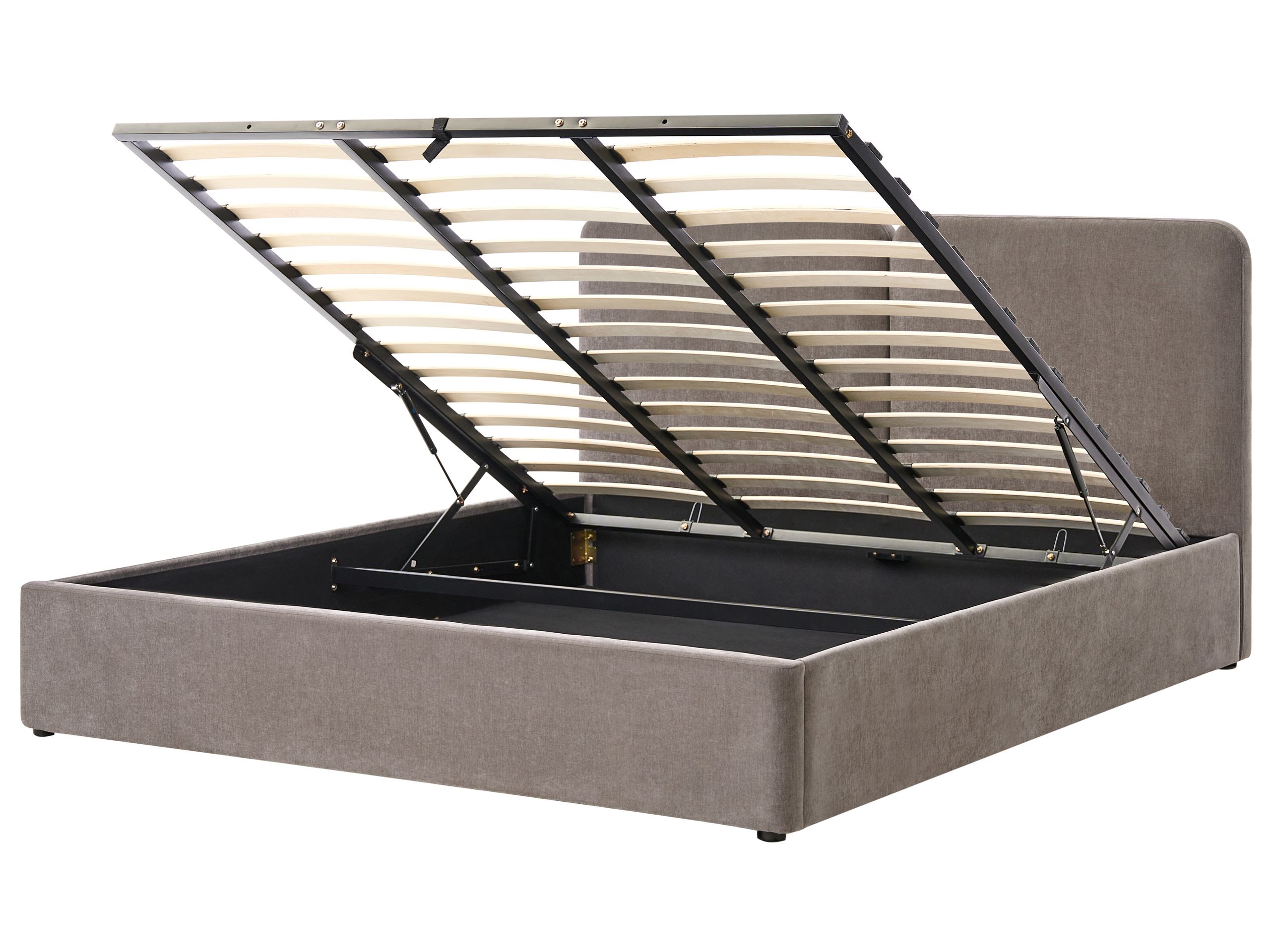 Cama con almacenaje arbois chenilla gris pardo 180 x 200 cm