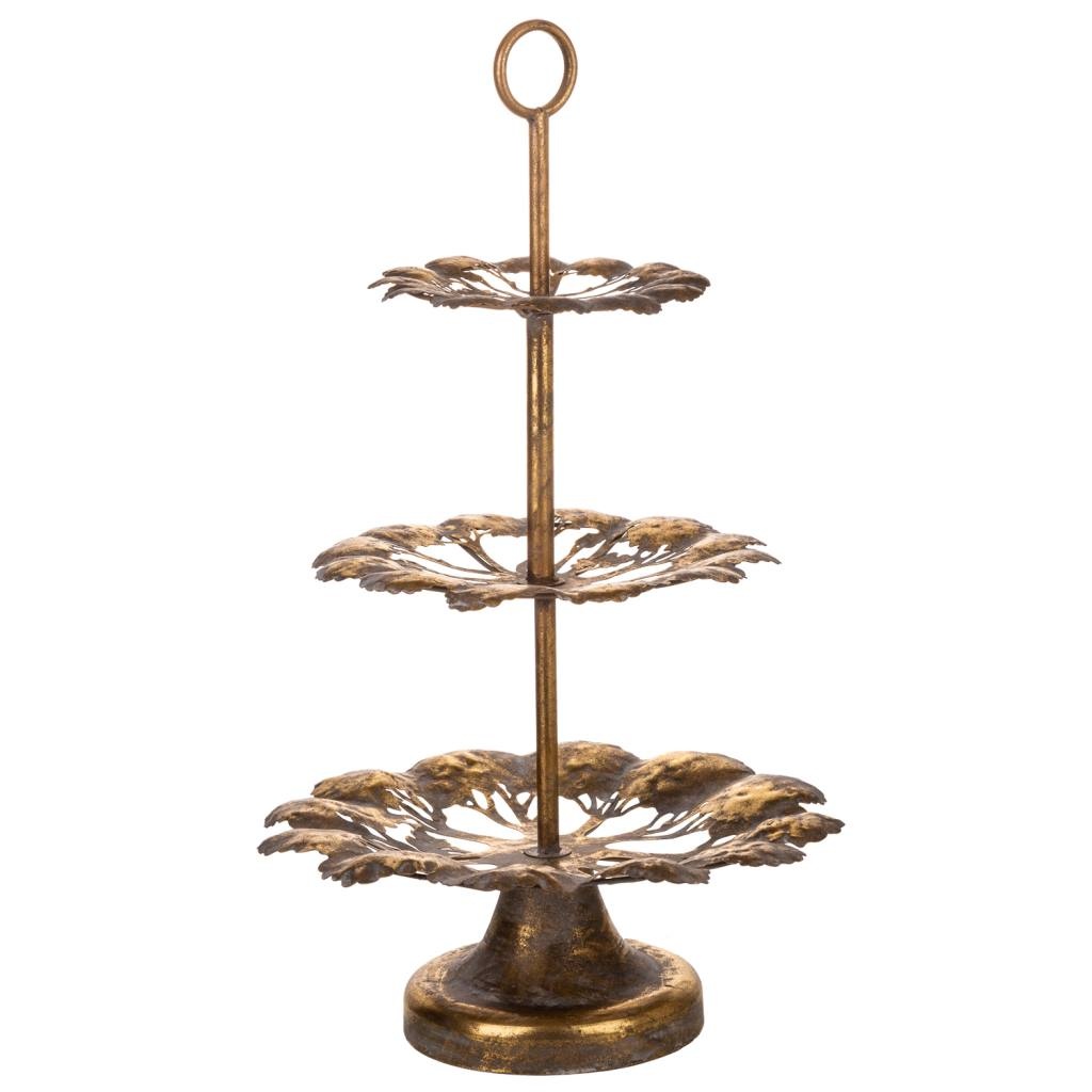 Platos con soporte de metal dorado 35x35x60h cm