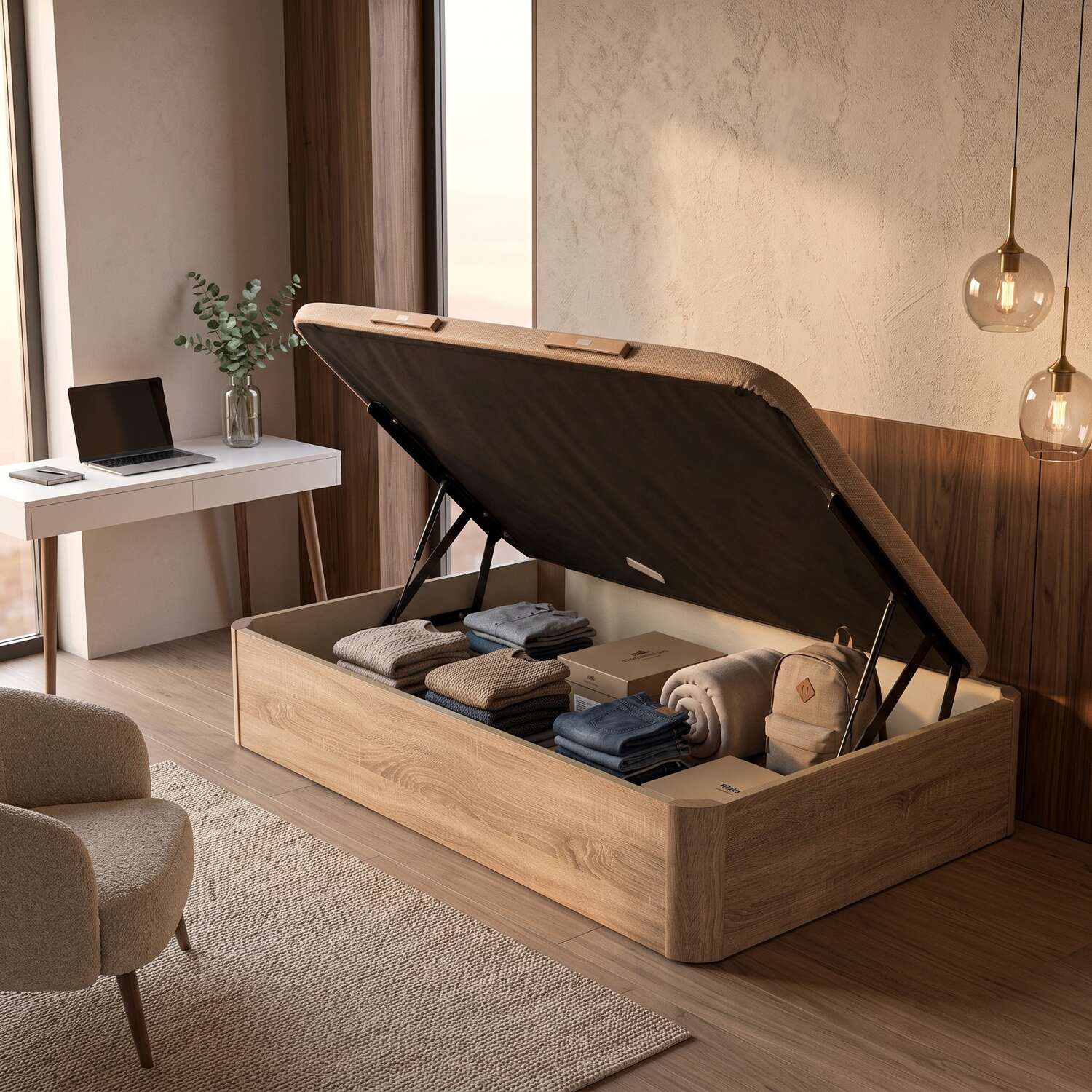 Canapé 105x190 pikolin naturbox lateral natural montaje incluido