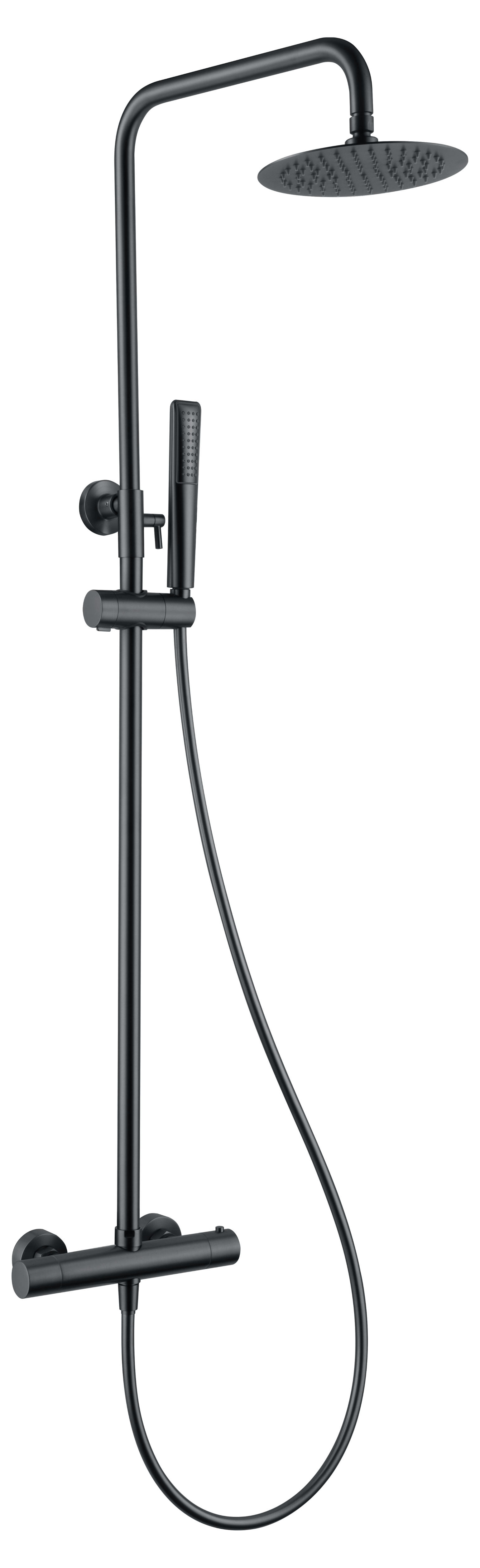 Columna de ducha extensible, termostatico rociador extraplano gun metal