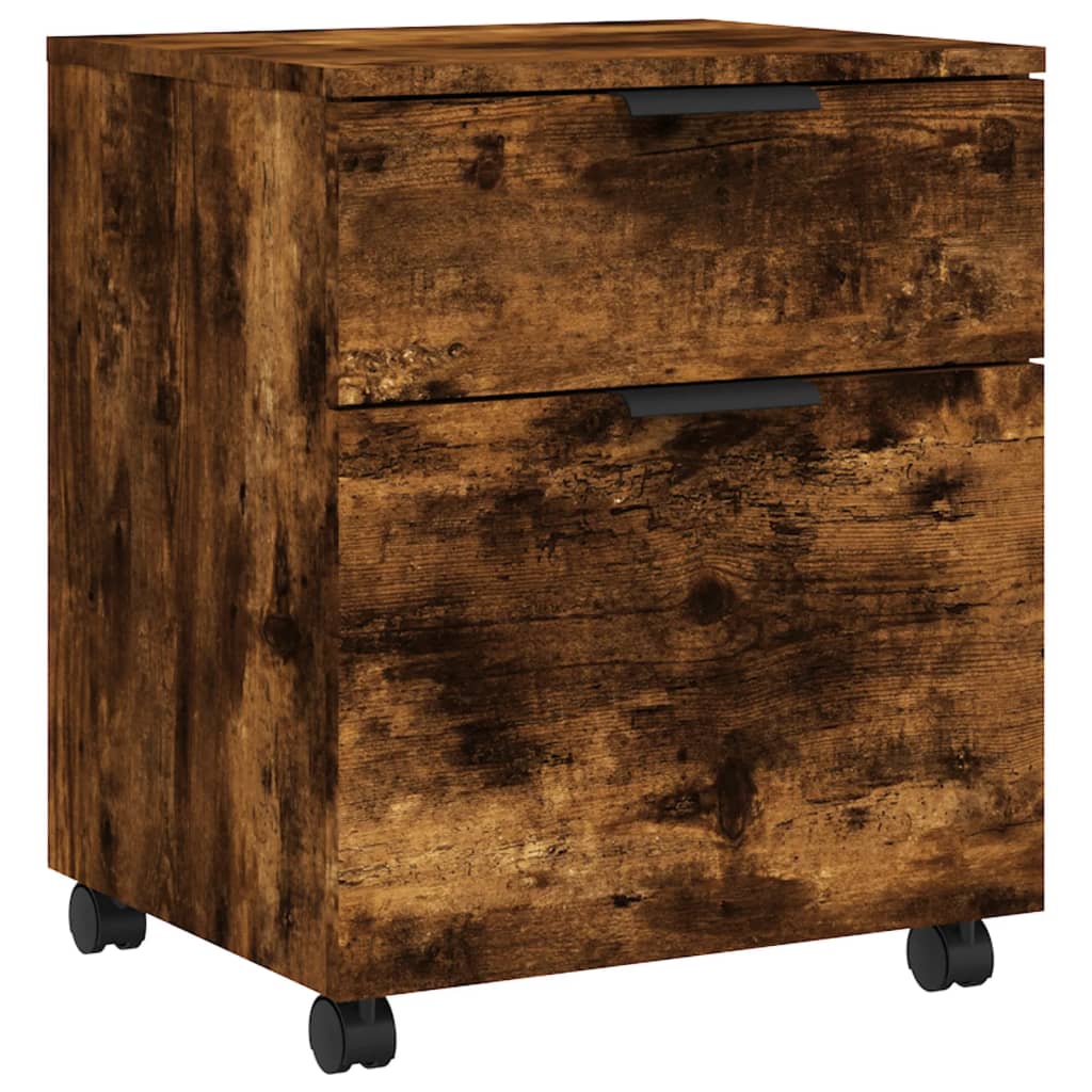 vidaXL archivador ruedas madera contrachapada roble ahumado 45x38x54cm