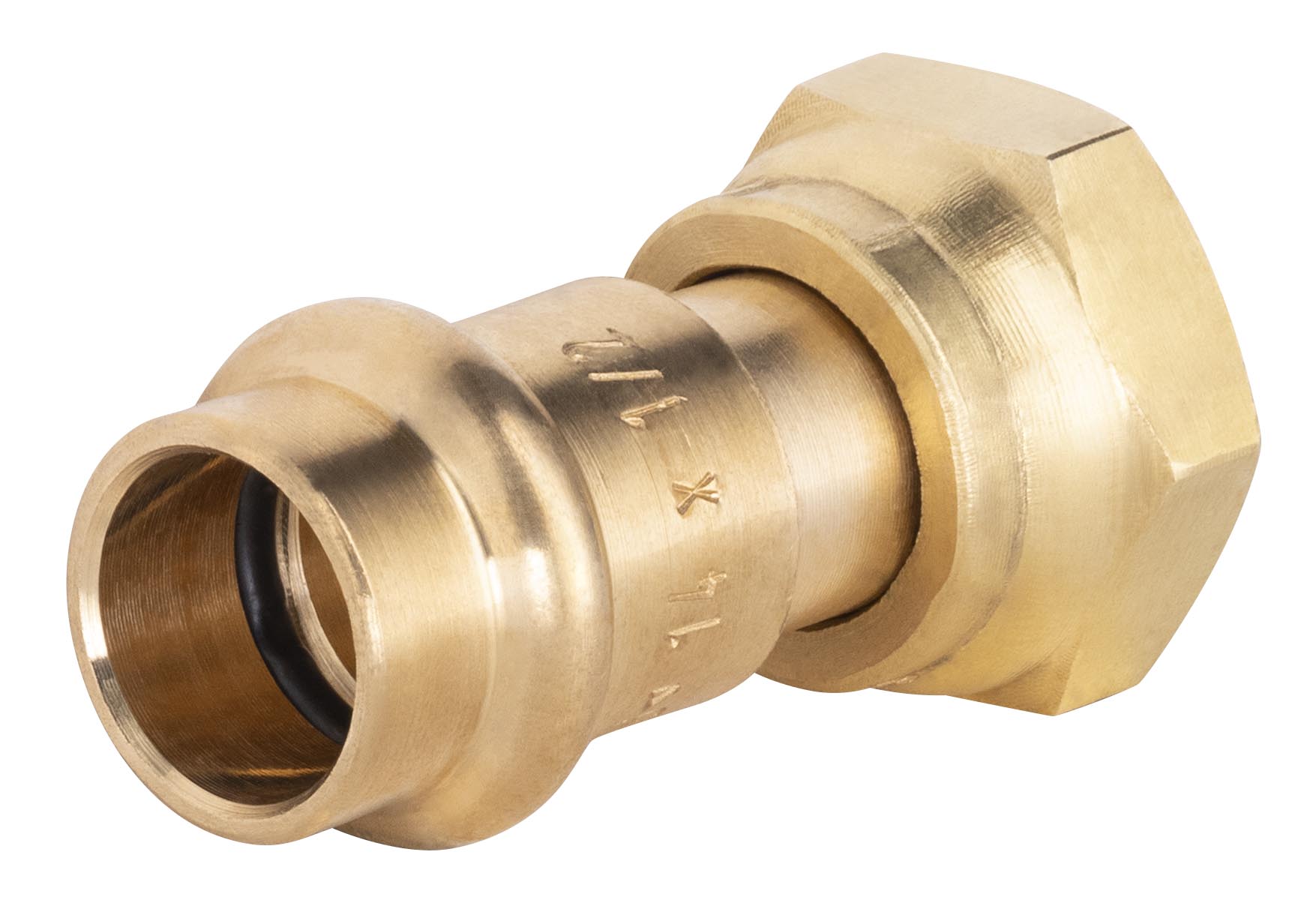 Conector de cobre prensado ø14 - hembra tuerca libre 1/2