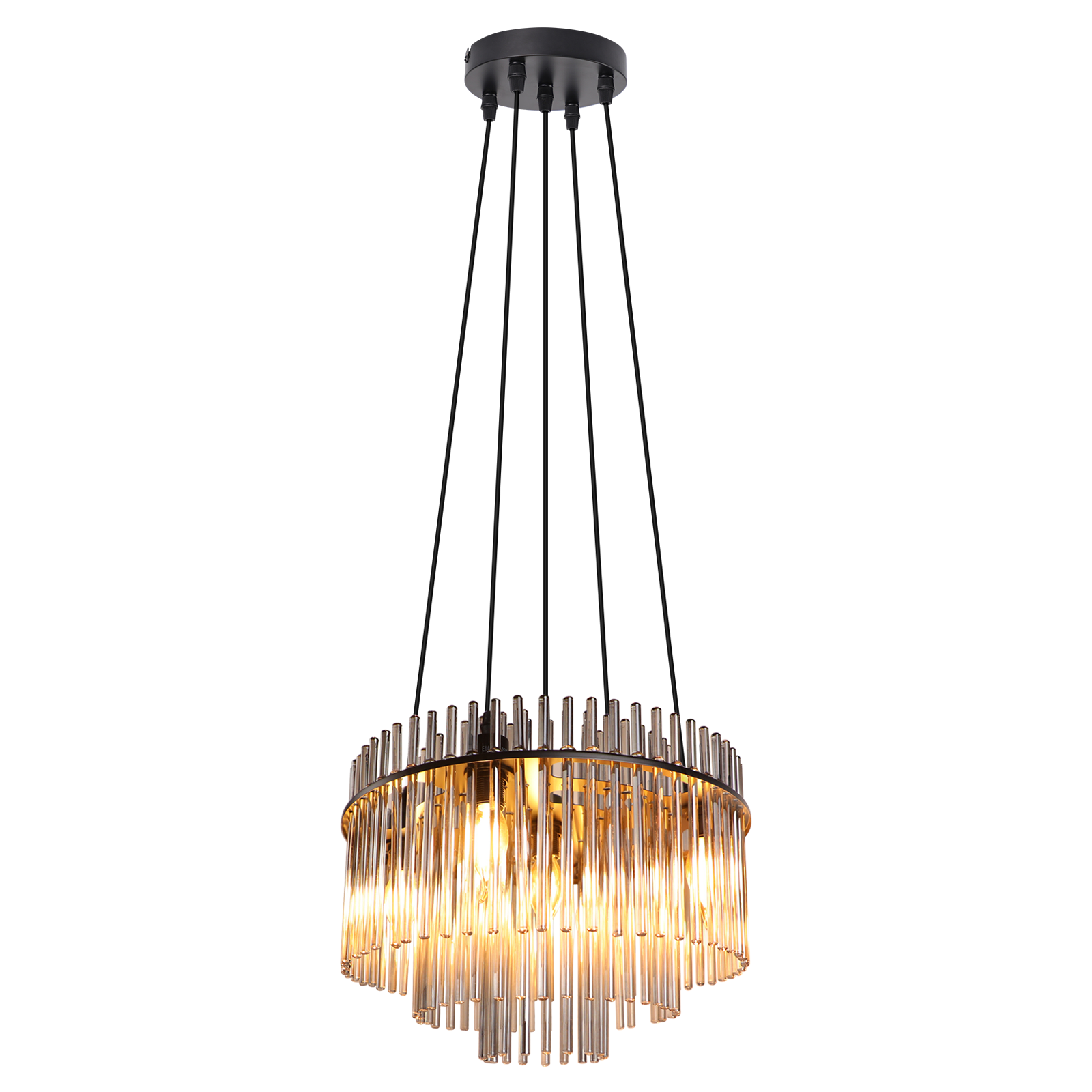 Nettlife lámpara colgante de 5 luces negra 40x15 cm