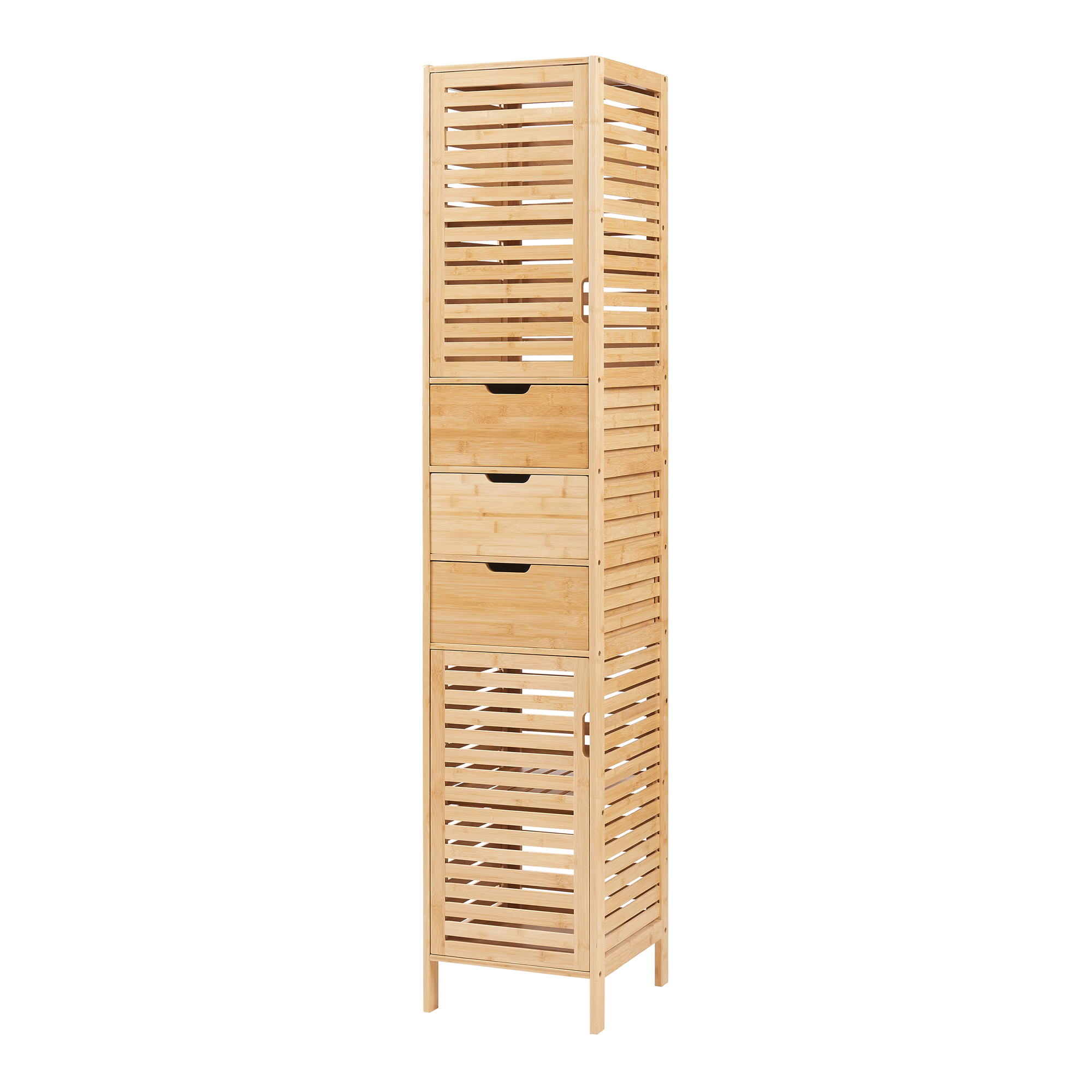 Armario alto de baño Boksereys 180x35x35 cm bambú [en.casa]