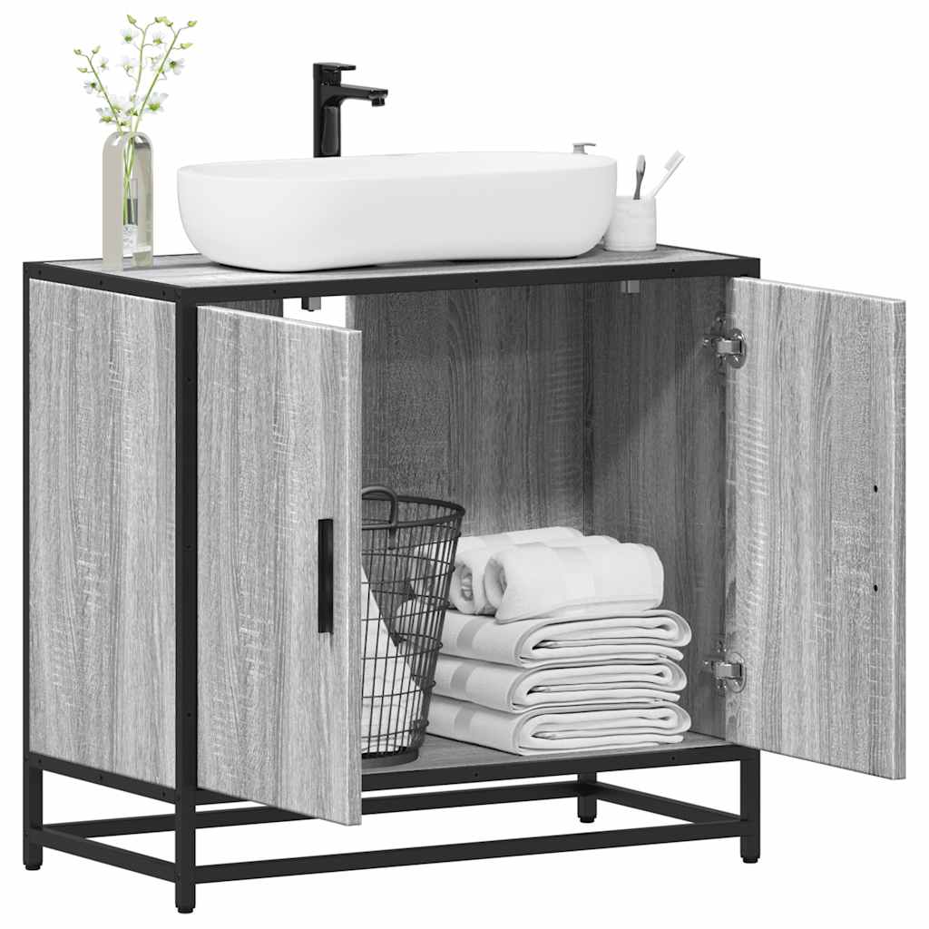 Mueble lavabo baño madera contrachapada sonoma gris 65x33x60 cm esb5631