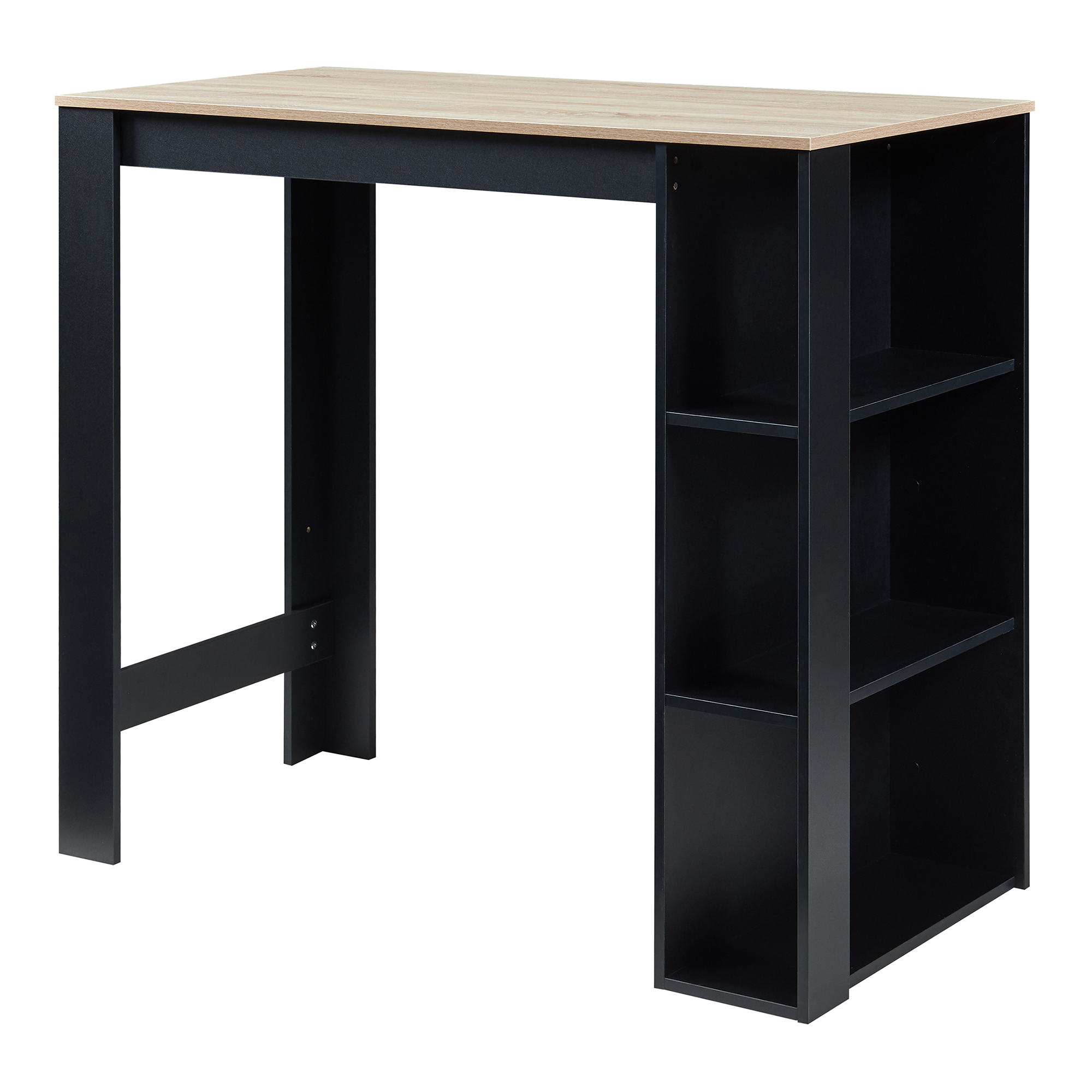 Mesa de bar danderyd con 3 estantes aglomerado 120x60x106 cm negro / roble