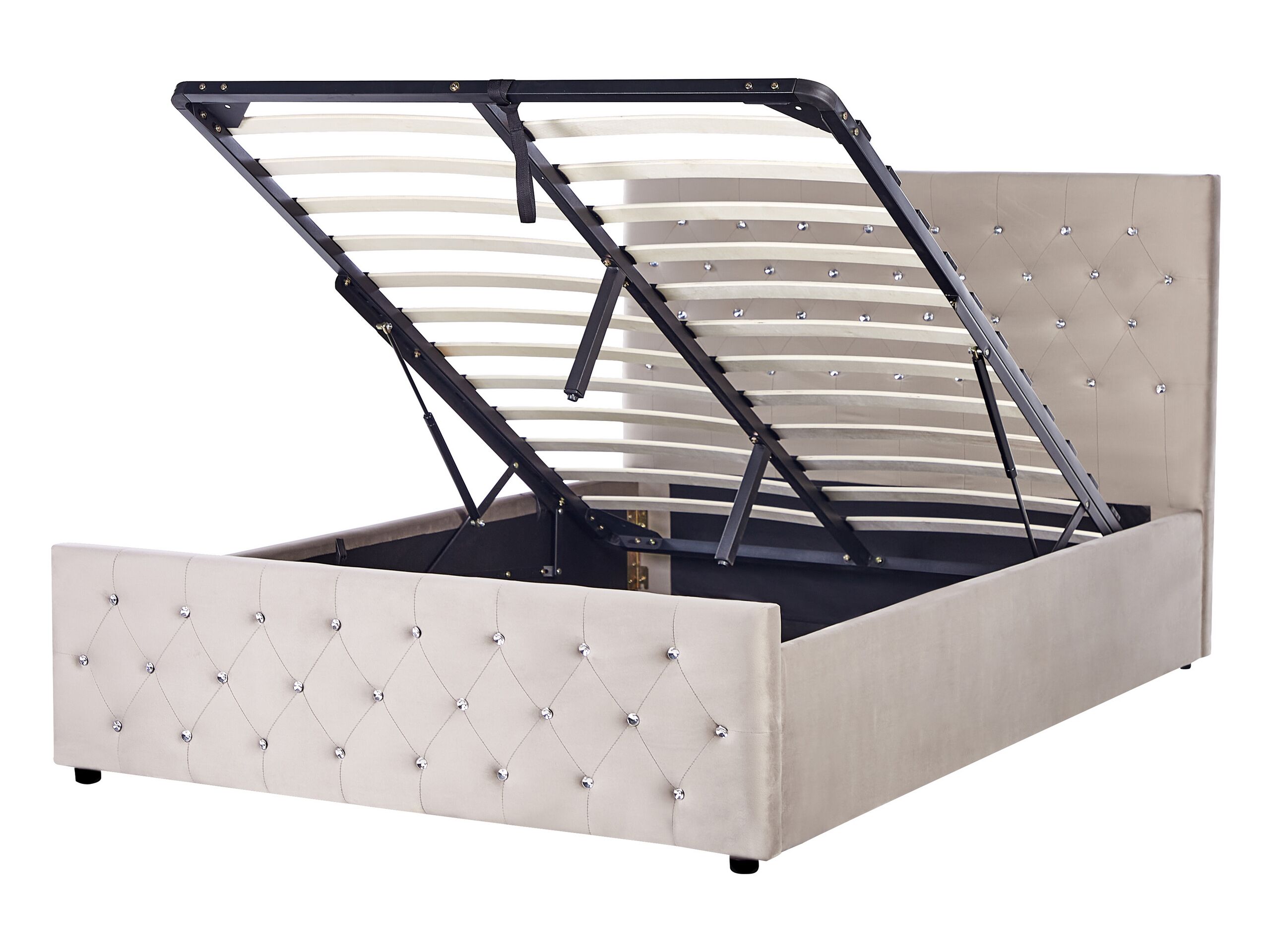 Cama con almacenaje amiens terciopelo gris pardo 140 x 200 cm