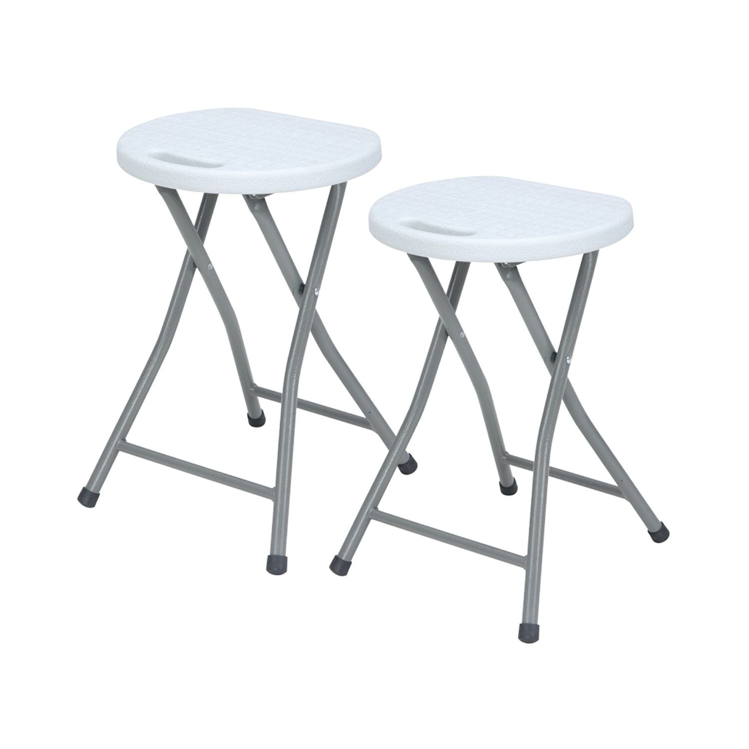 Pack 2 taburetes plegables de resina y acero 31x45cm blancos 7house