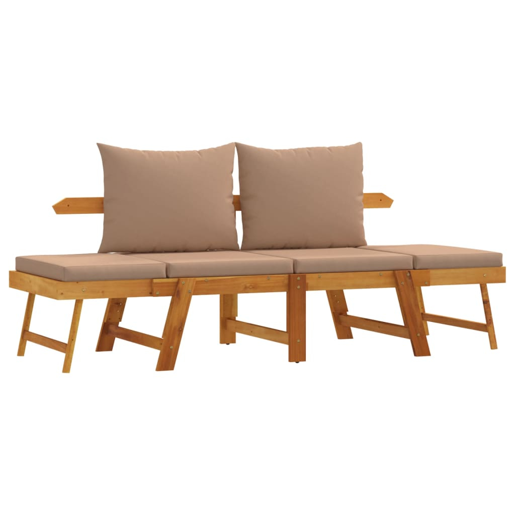vidaXL banco de jardín con cojines 2 en 1 madera maciza de acacia