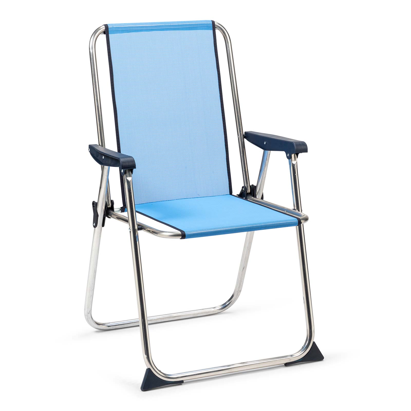 Silla de playa plegable solenny con respaldo alto 55x53x89 cm color azul