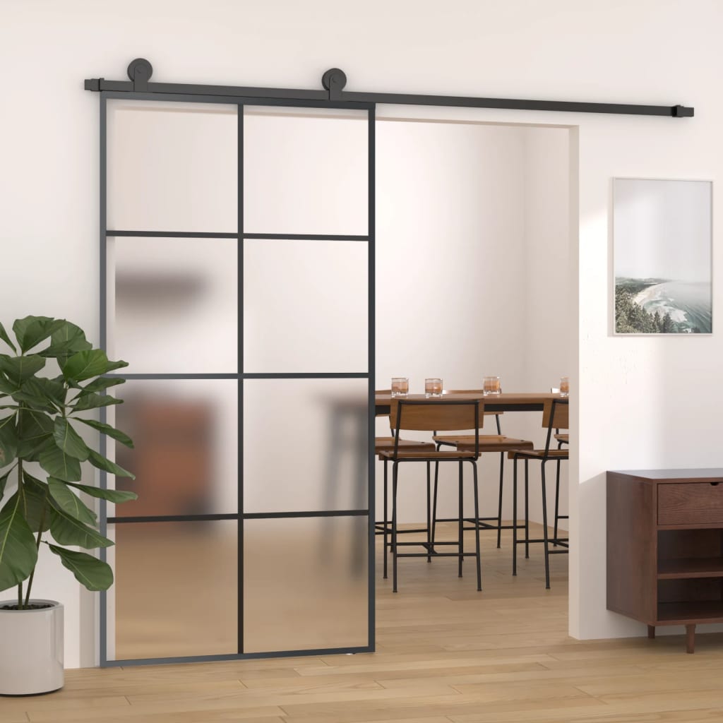 Puerta corredera aluminio y esg vidrio negra 102,5x205 cm esxt5121