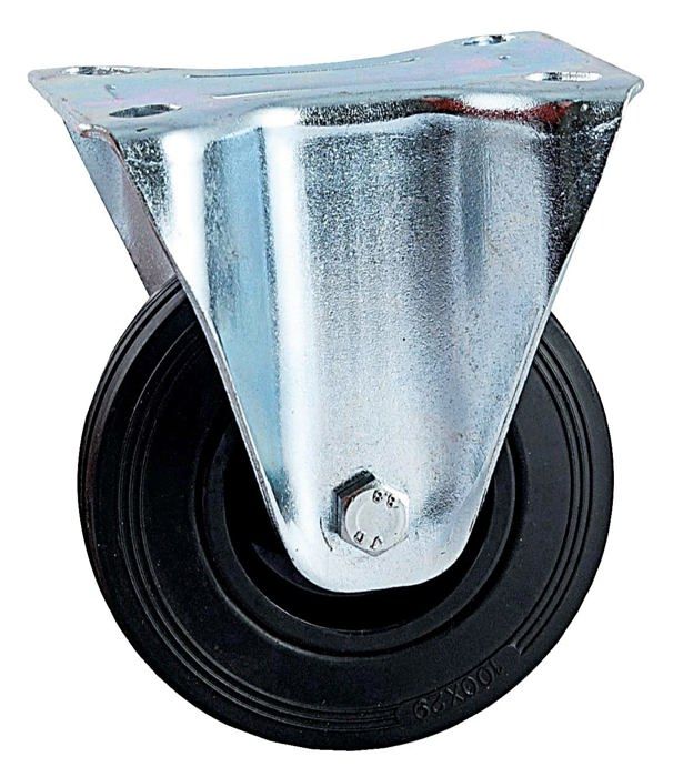 Ruleta fija con platina rectangular avl - rueda de goma ø 160 - carga 150 k