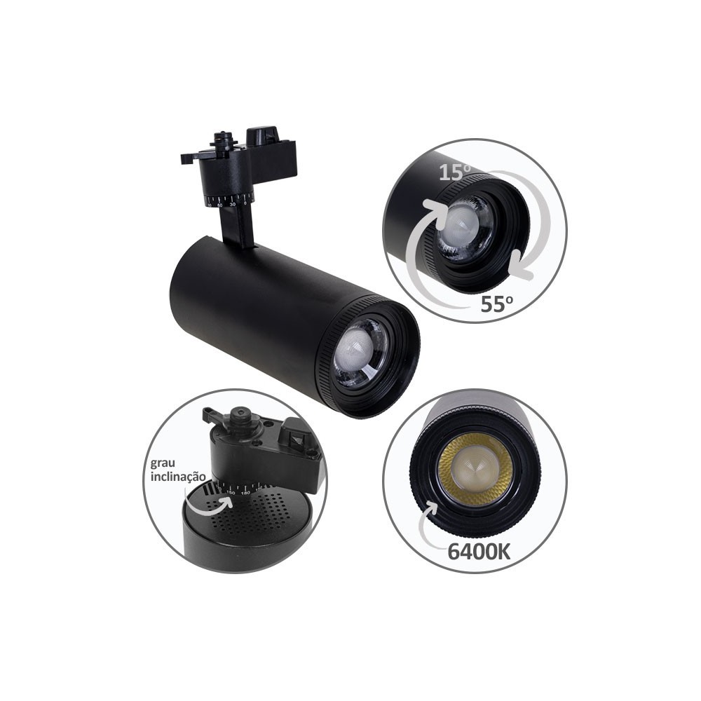 Foco argos negro fria 8cm