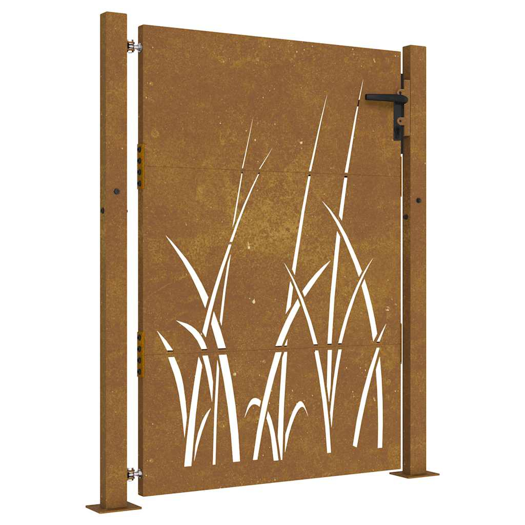 vidaXL puerta de jardín 100x150 cm de acero corten con diseño de