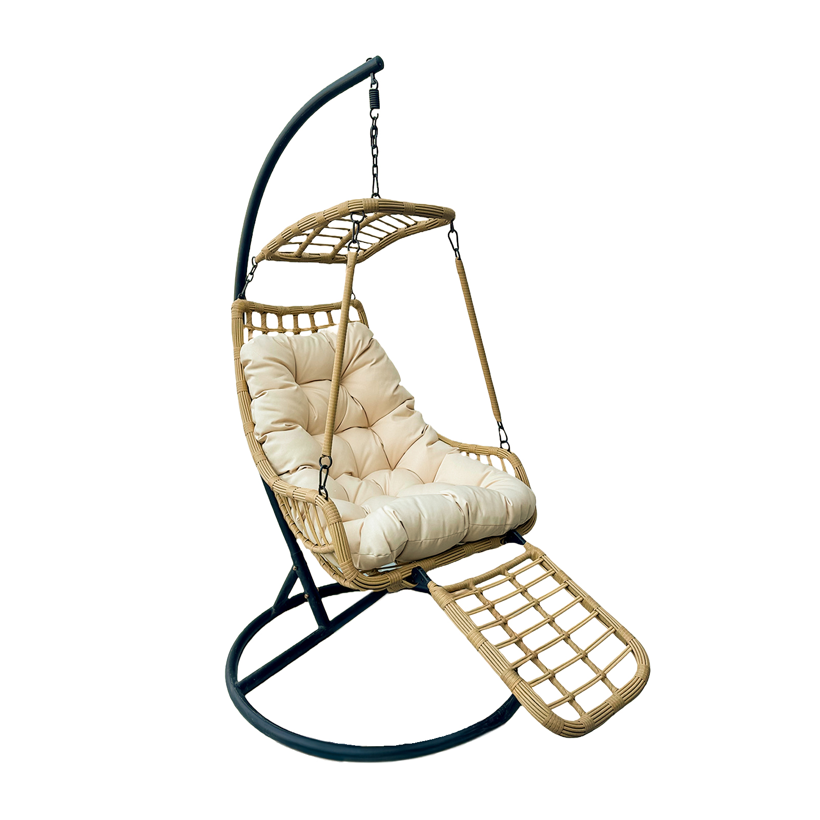 Yoevu-sillón coLGante con reposapiés, relax para interior y exterior, beige