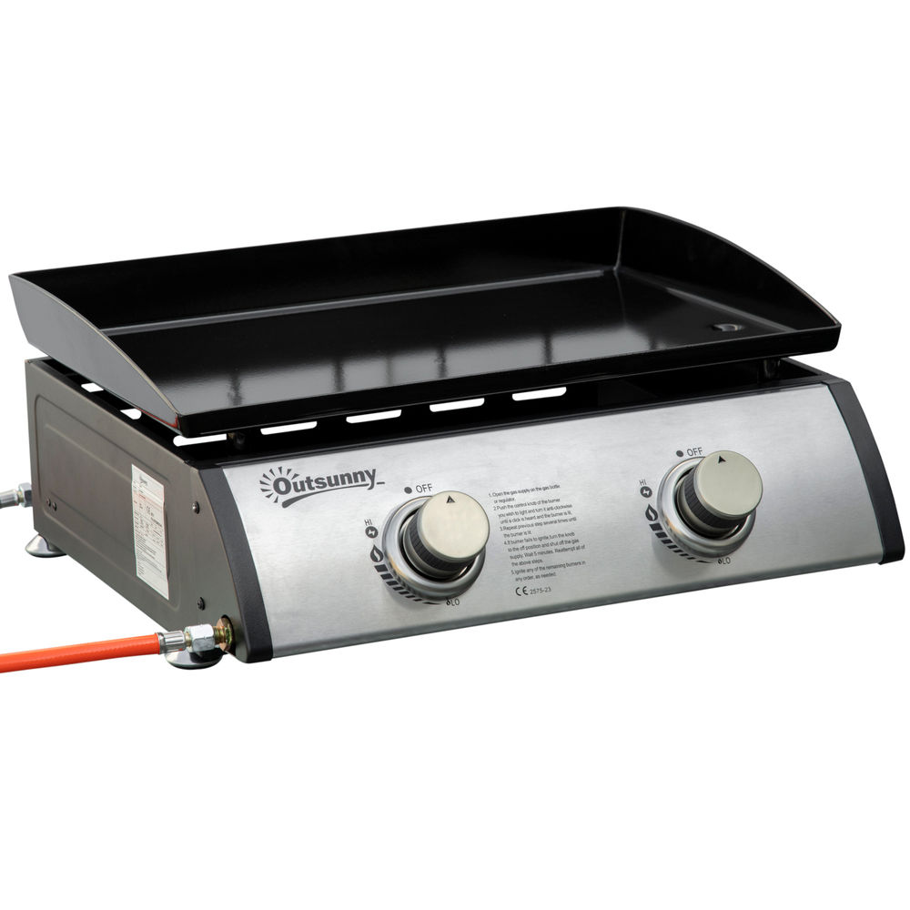 Plancha de ga 48.5x48x21 cm acero inoxidable, metal color gris Outsunny