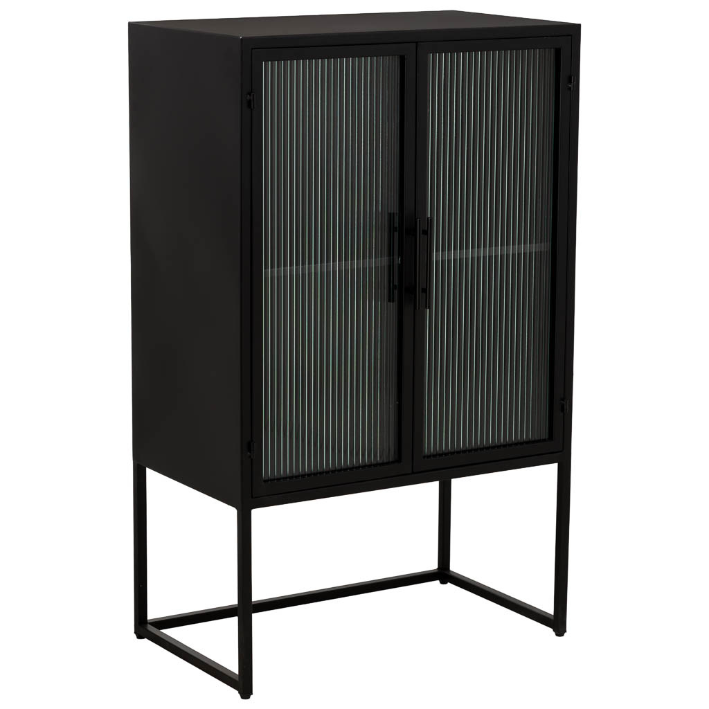 Vitrina de metal negro con 2 puertas 65x38,5x105,5h cm