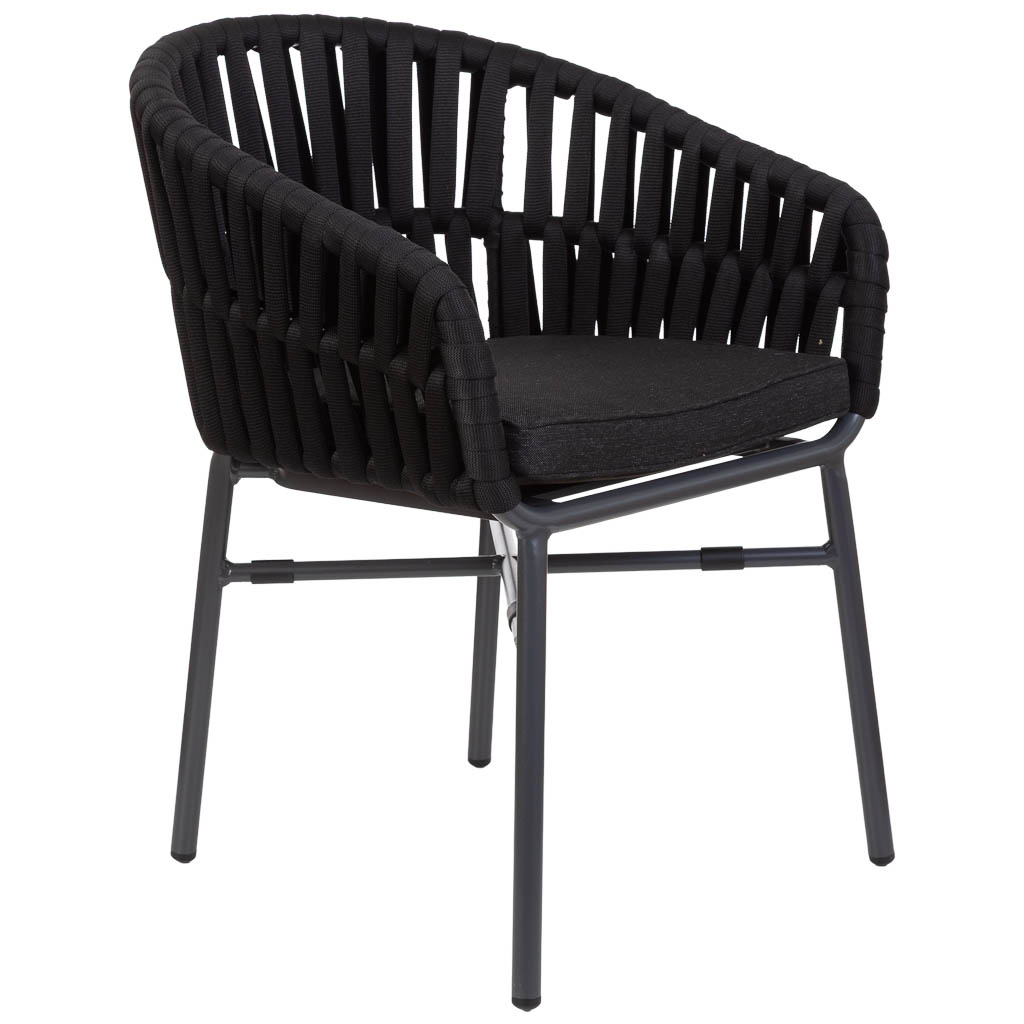 Silla de aluminio con cuerda negro 58x61x77