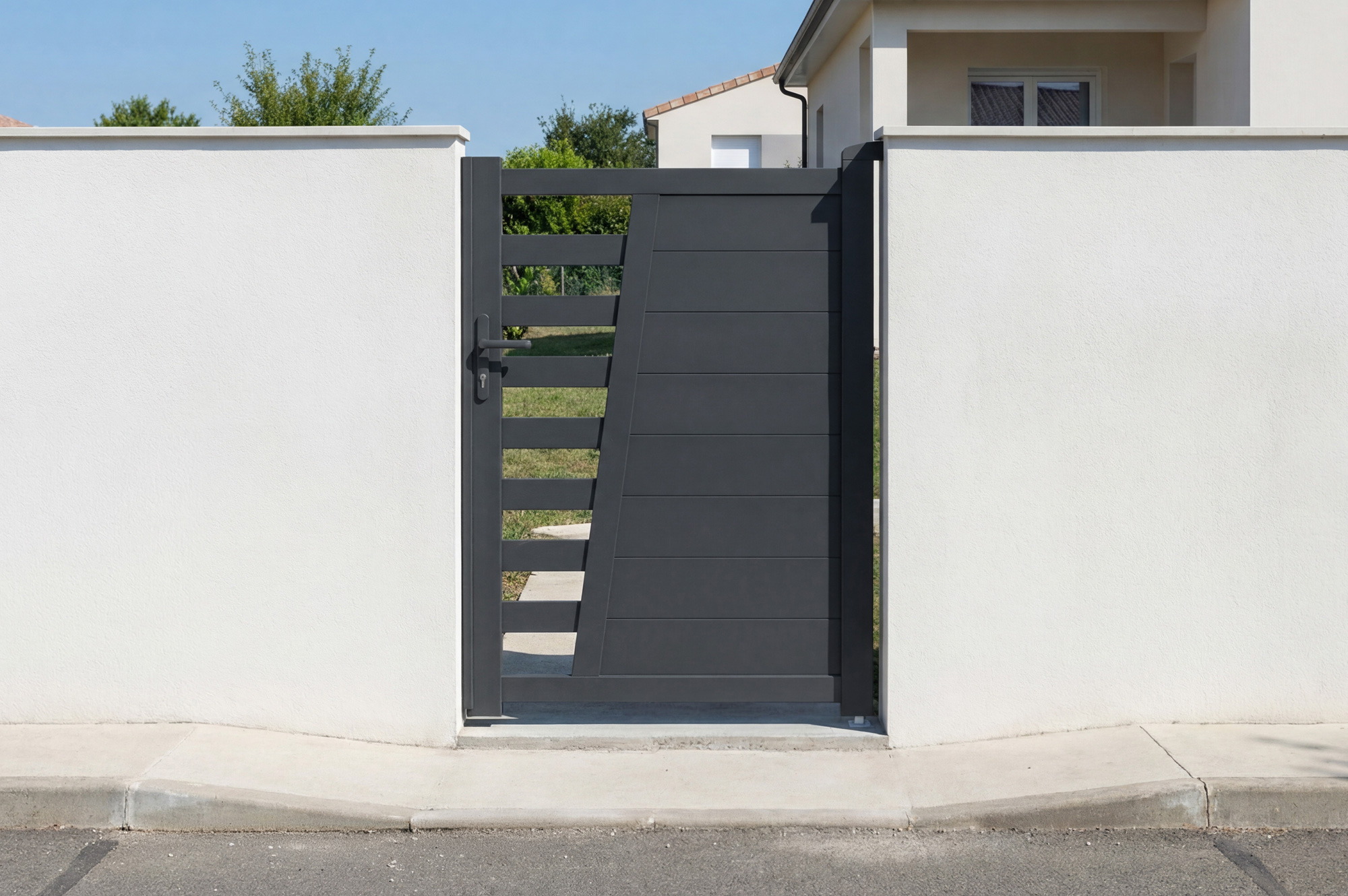 Puerta 1 m cervina h.140cm aluminio gris