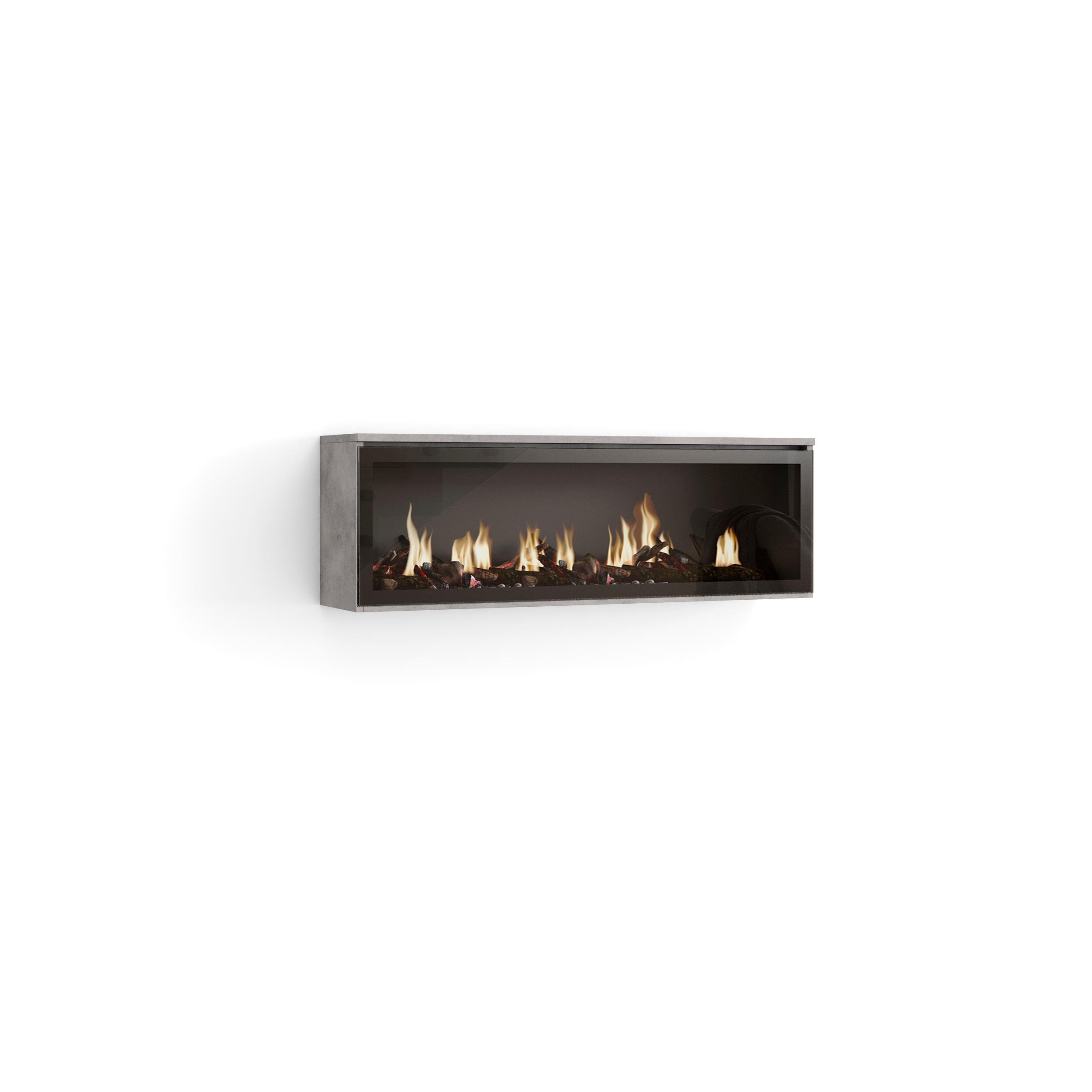 Chimenea eléctrica LED, 107x25x38cm, cemento, chimenea eléctrica xxl