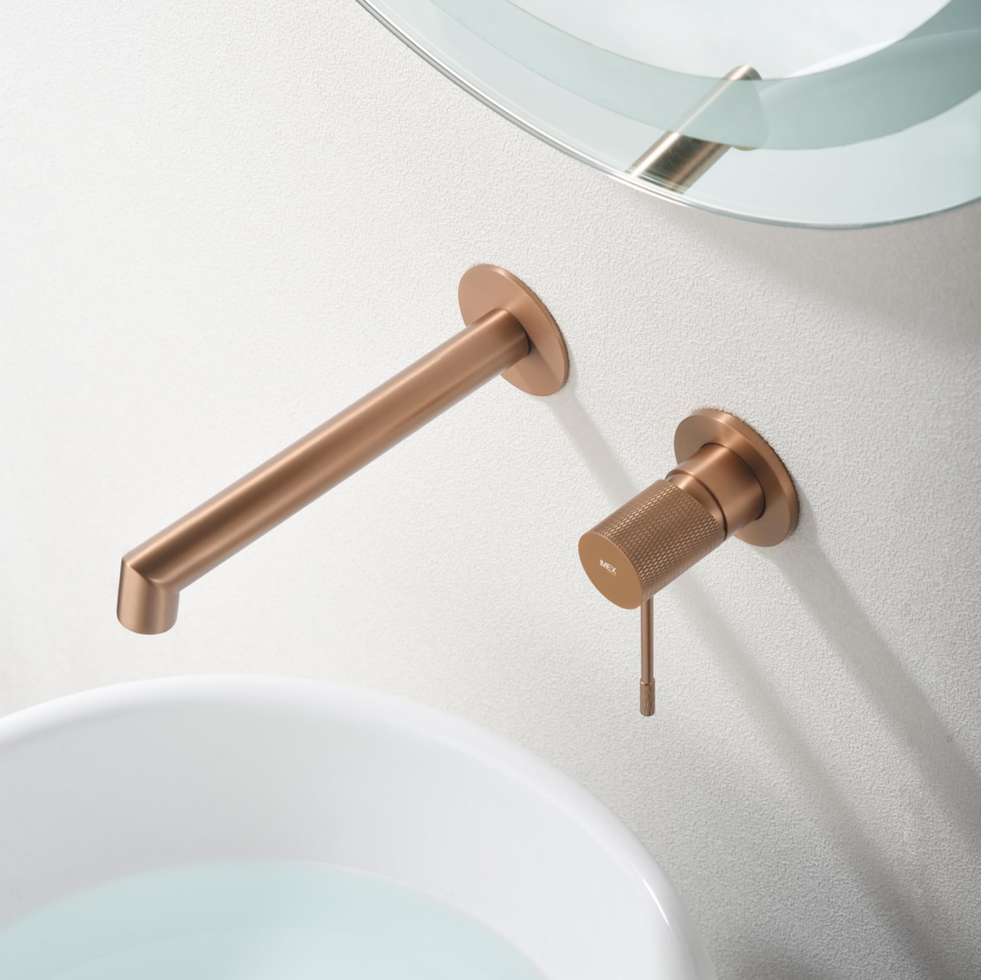 Imex - grifo monomando lavabo empotrado oro rosa serie line
