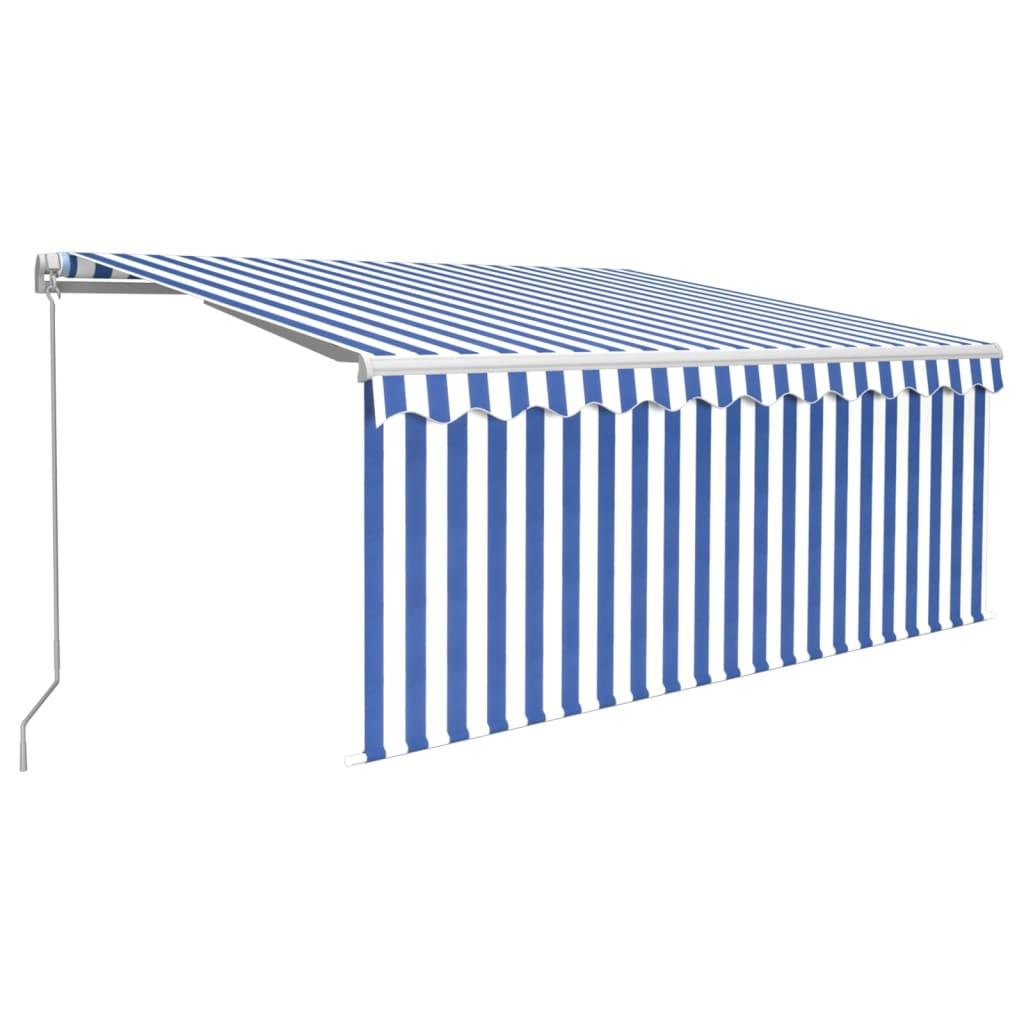 vidaXL toldo retráctil manual con persiana y LED azul y blanco 3x2,5 m