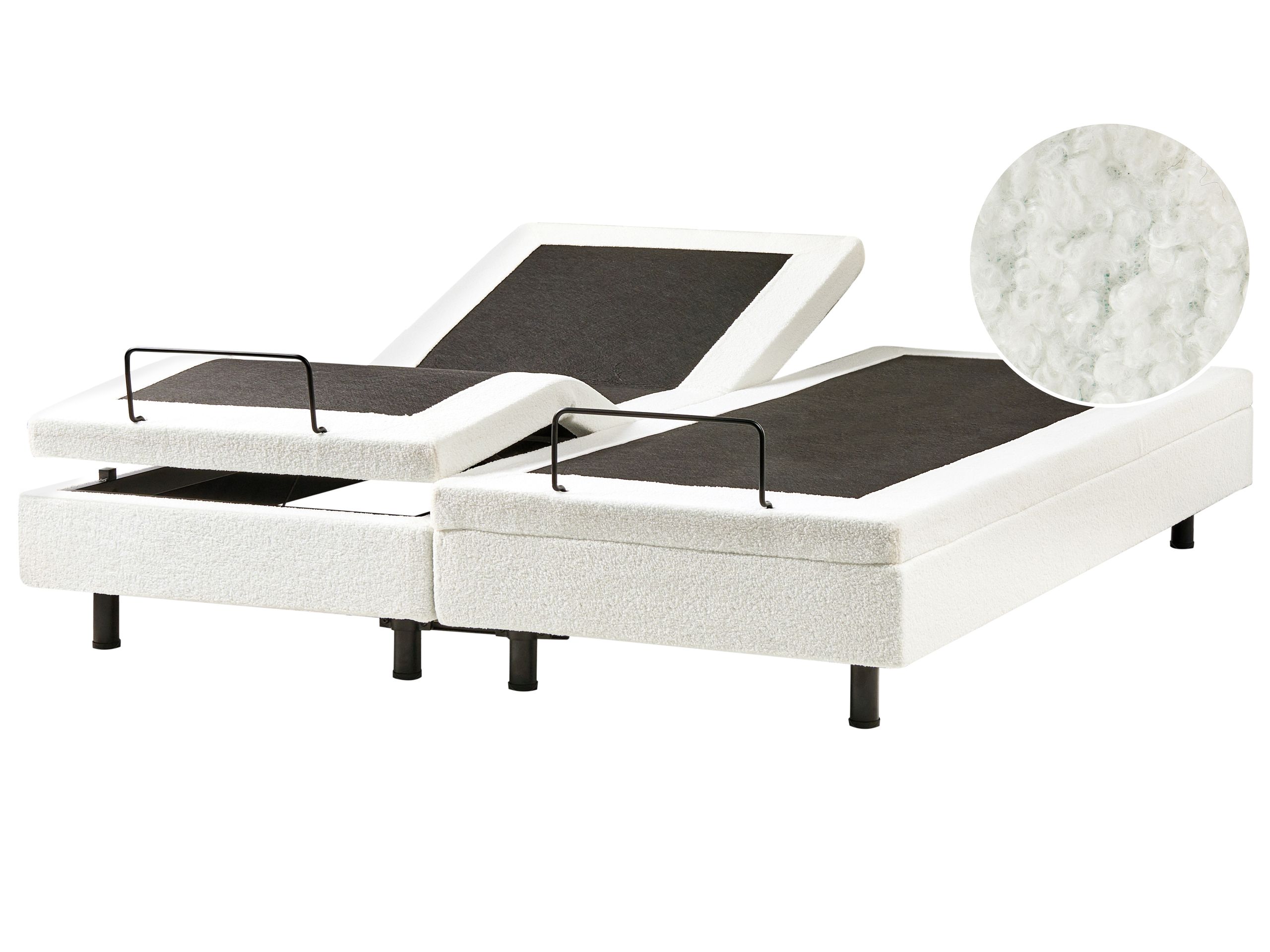 Cama ajustable sin cabecero bouclé duke 180 x 200 cm blanco crema