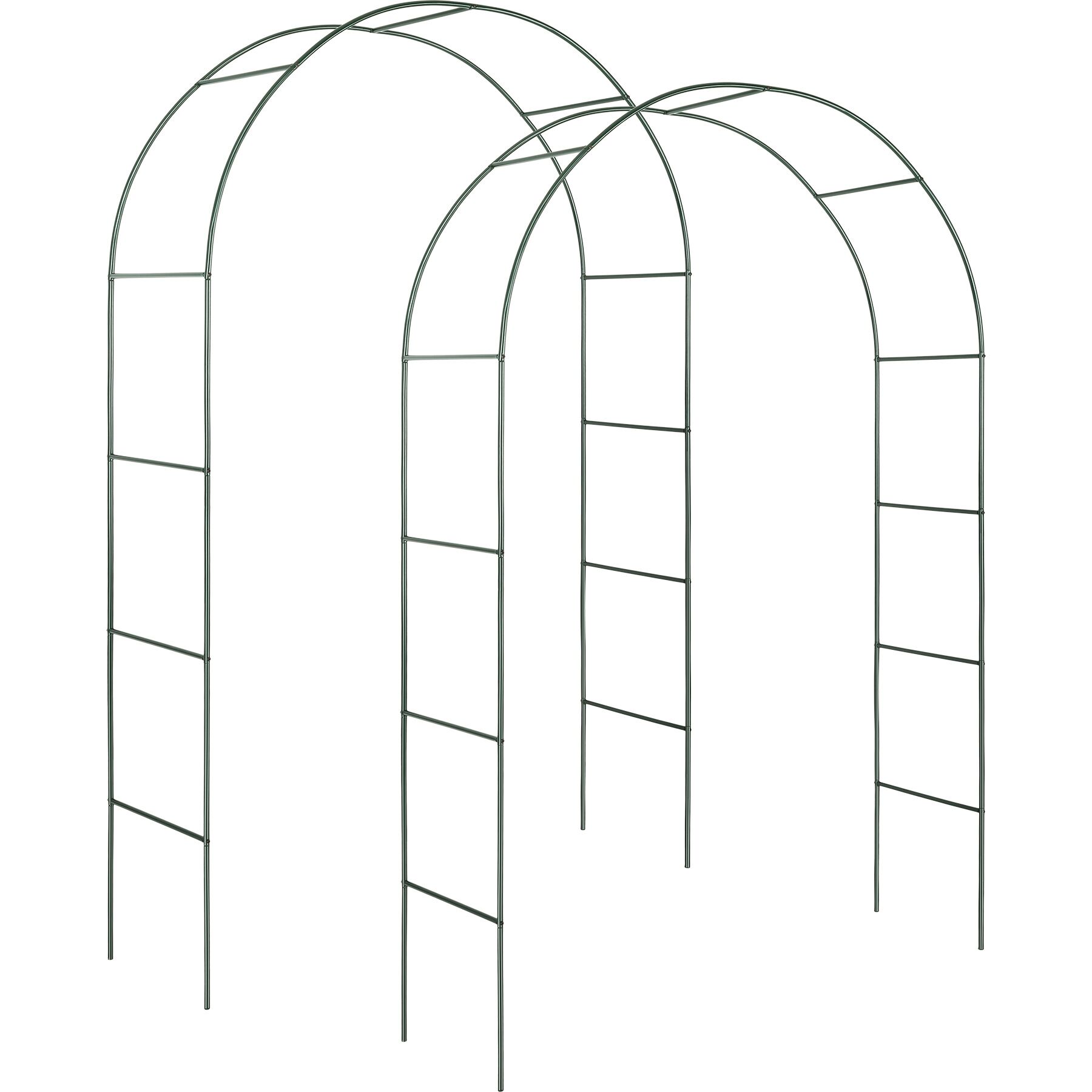 2 arco para enredaderas de acero, verde 140 x 40 x 240 cm