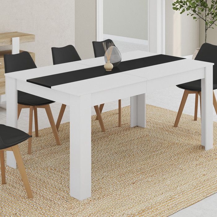 Mesa de comedor moderna georgia blanca negra - 160 cm