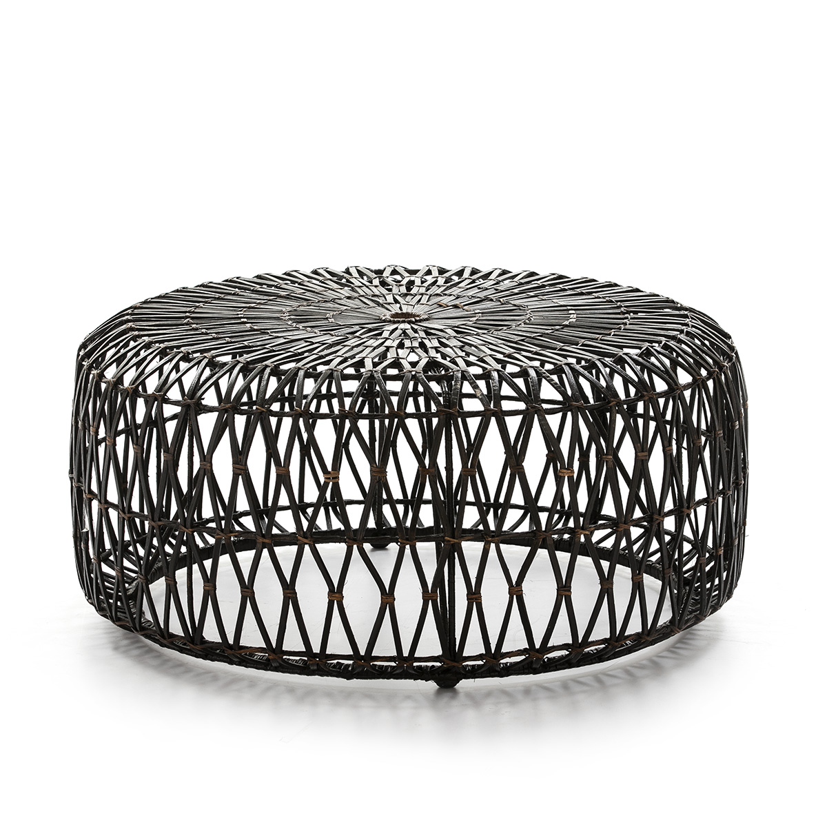Puff 89x89x38 mimbre marron, miel