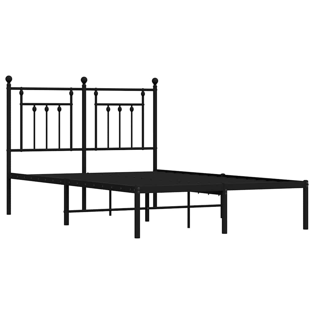vidaXL estructura cama sin colchón con cabecero metal negro 135x190 cm