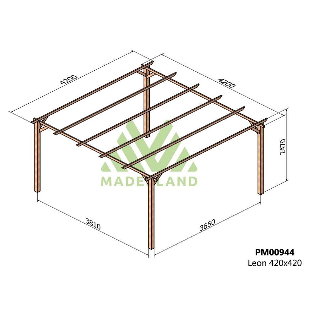 Pérgola de madera maciza - león 420x420cm (maderland)