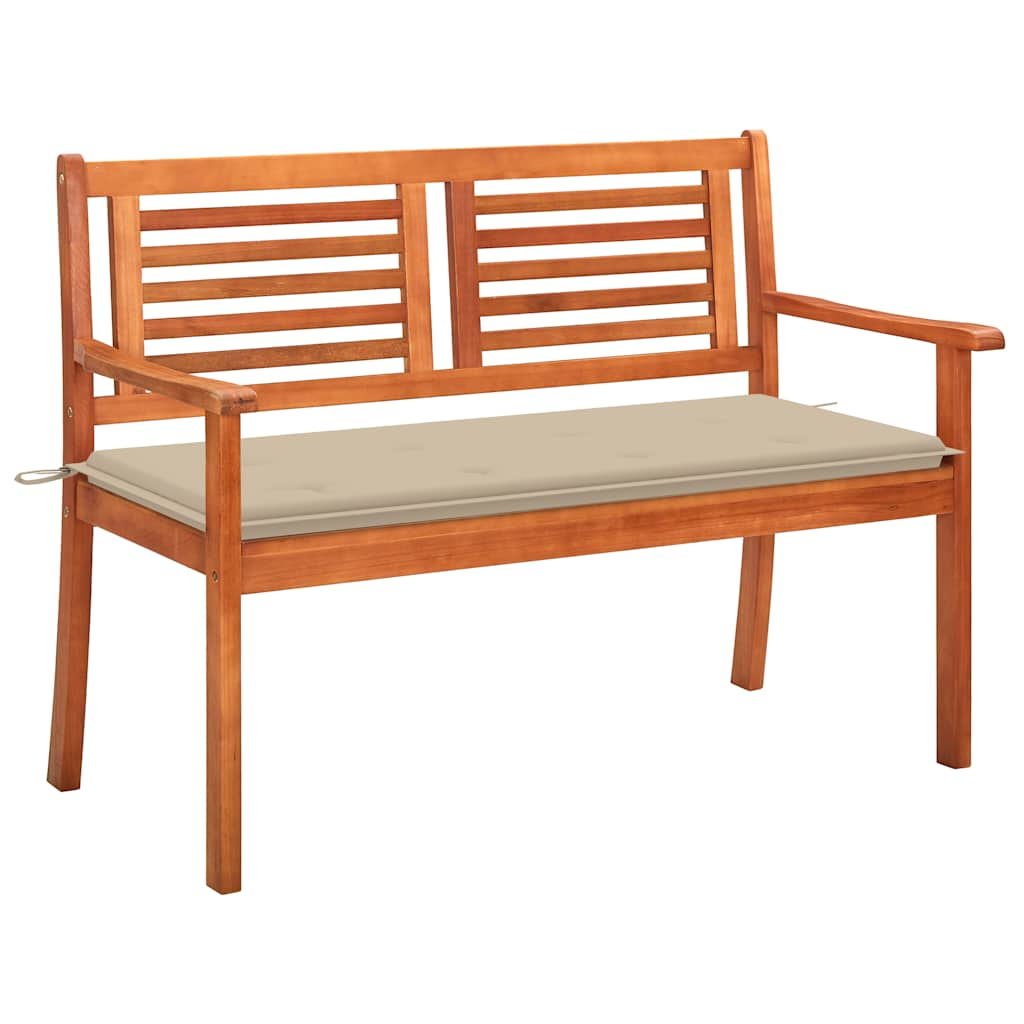 vidaXL banco de jardín 2 plazas madera maciza eucalipto y cojín 120 cm