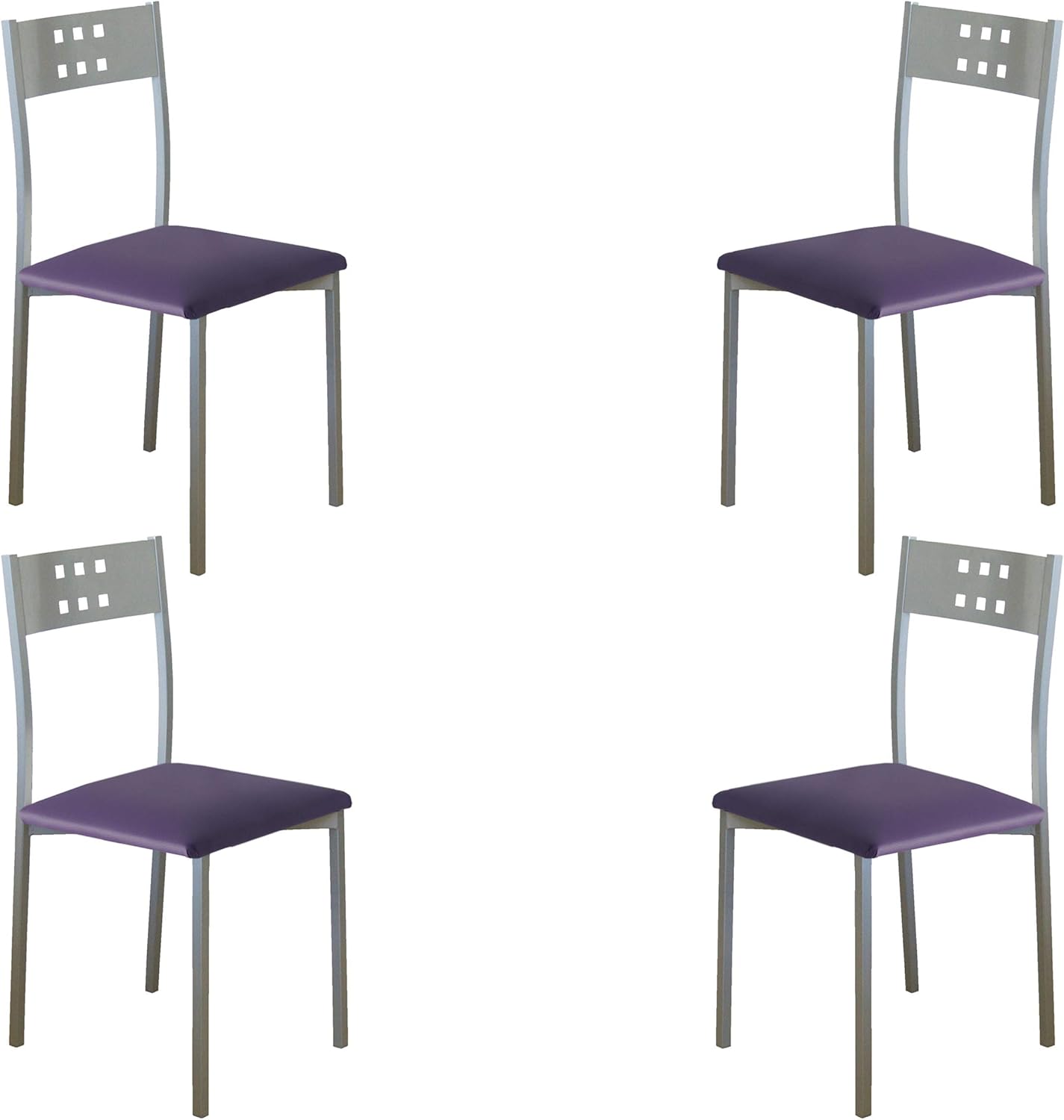 Momma Home set de 4 sillas de cocina xara en polipiel morada