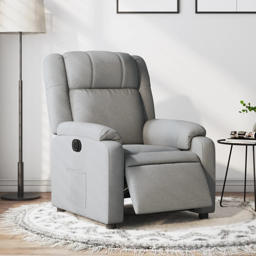 Sillón reclinable eléctrico tela gris claro qweo4523