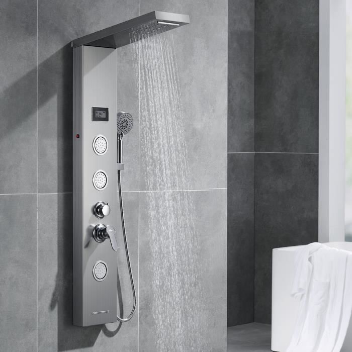 Columna de ducha de hidromasaje en panel de ducha de acero inoxidable con 5