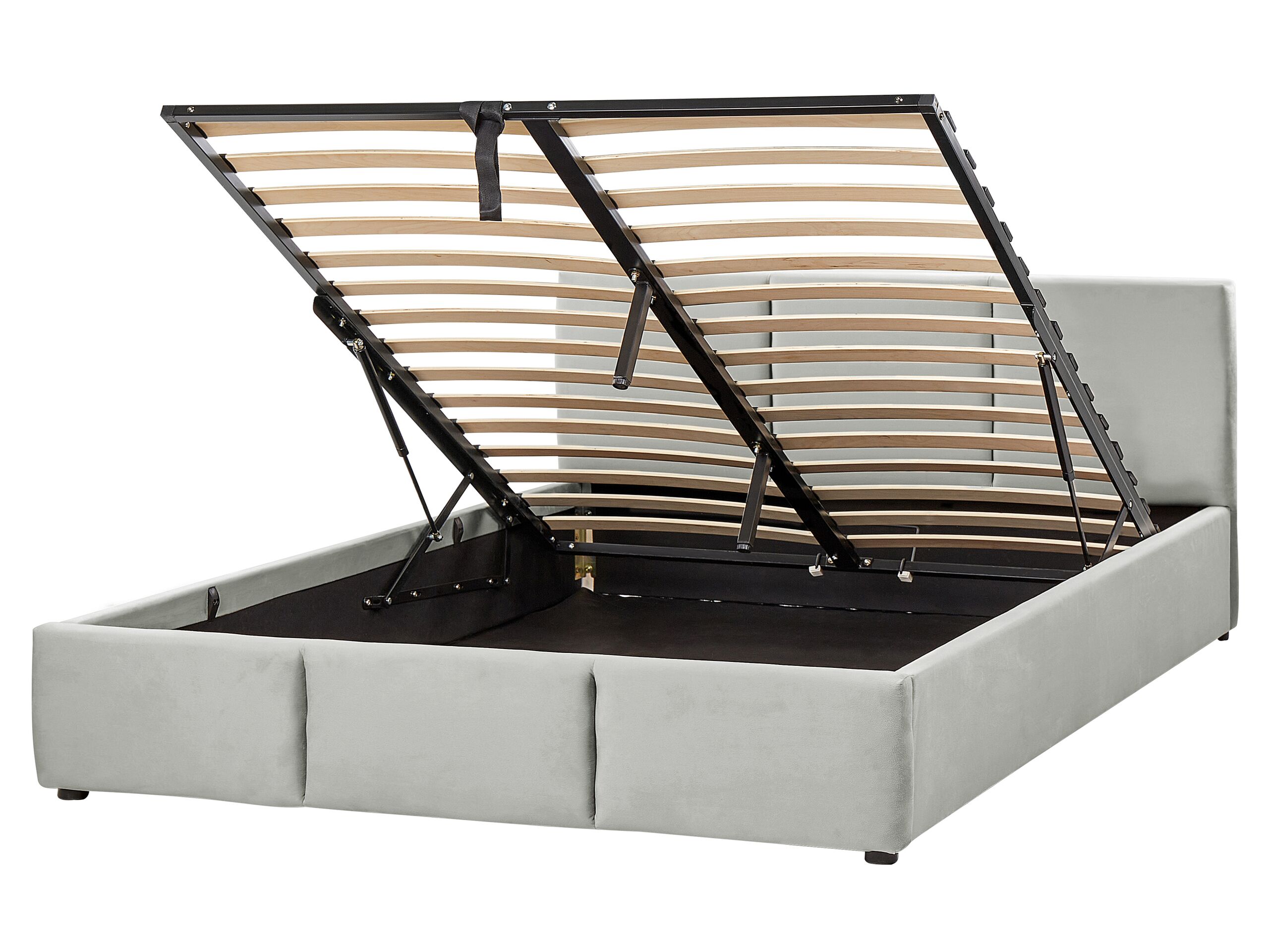 Cama con almacenaje bousse terciopelo gris claro 160 x 200 cm