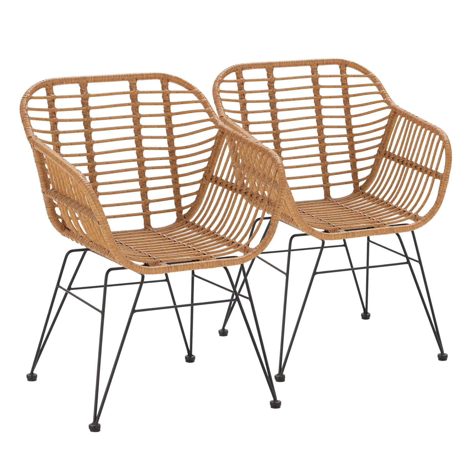 Pack 2 sillas de comedor o jardín elda ratan/negro