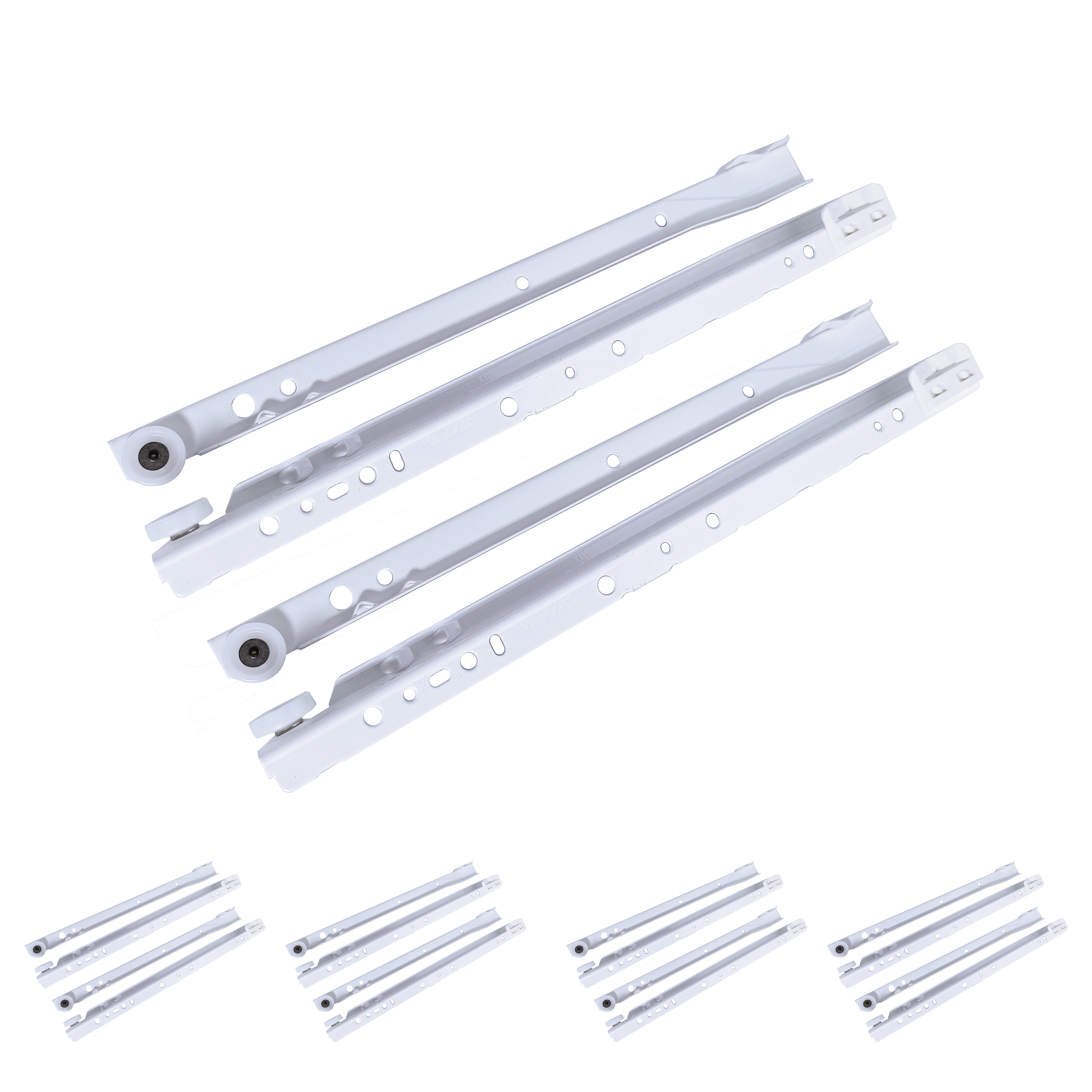 Guías para cajón 45 cm | parcial | inferior | 30kg | blanco | 5 und