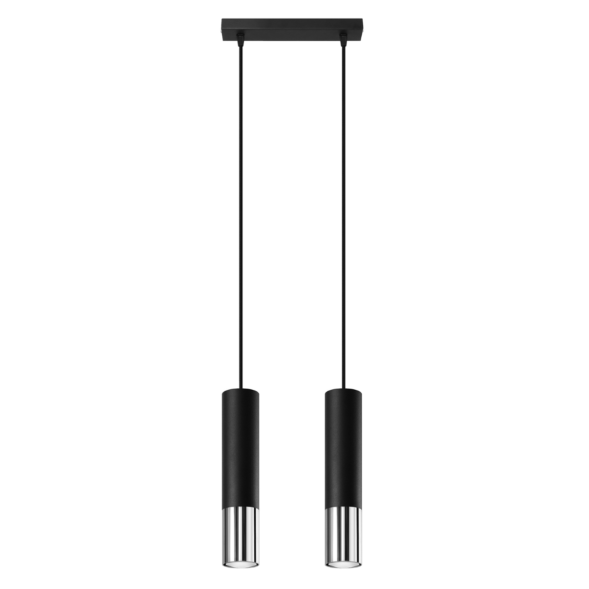 Lámpara coLGante loopez 2 negro/cromo acero 30x90x6cm
