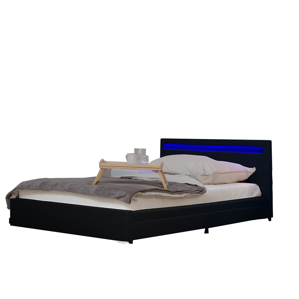 Cama LED con cajones nube - 140 x 200 cm negro