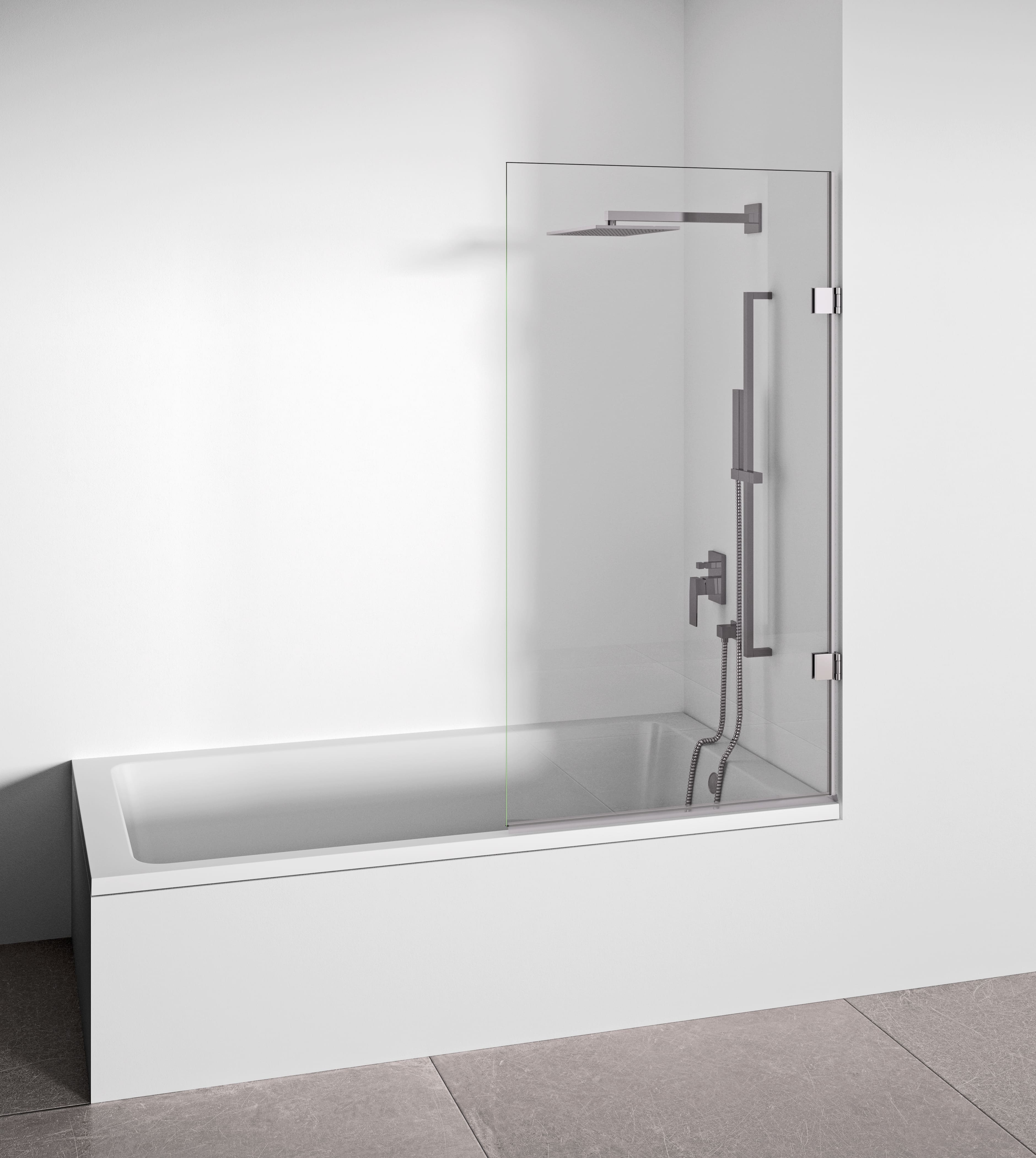 Mampara bañera frontal hoja abatible - Cromo - ancho 70 cm - alto 145 cm