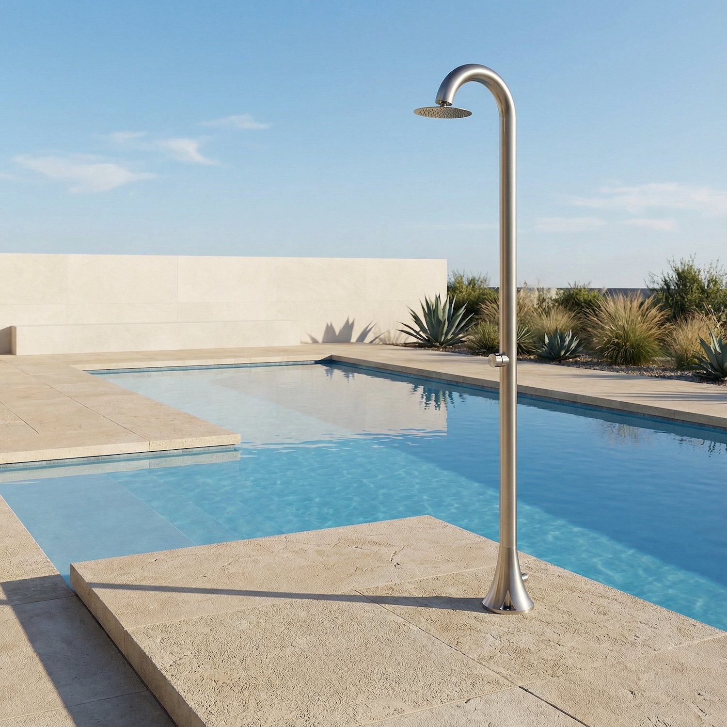 Ducha exterior temporizada inox satinado acero inoxidable 316l